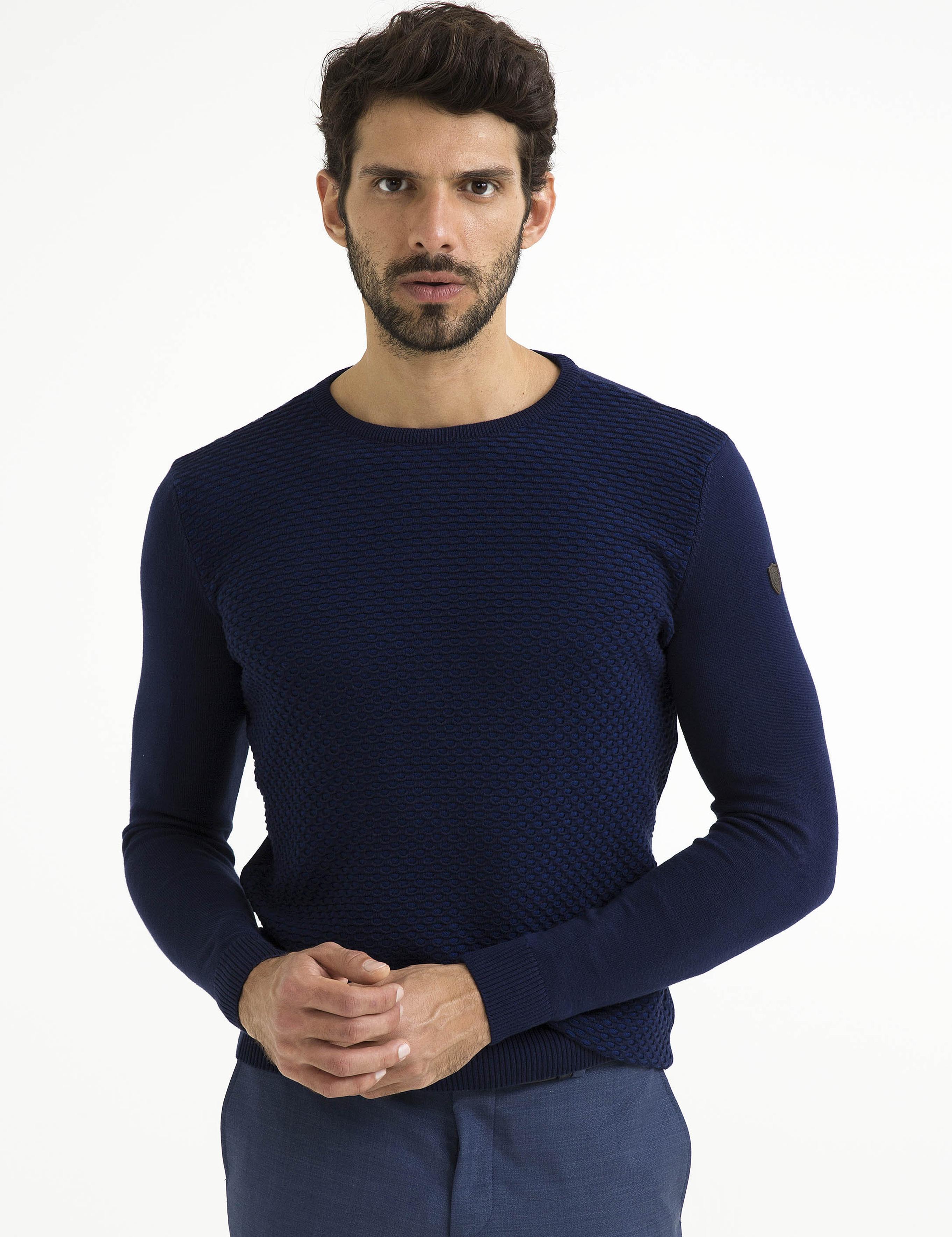 Lacivert Slim Fit Triko Kazak