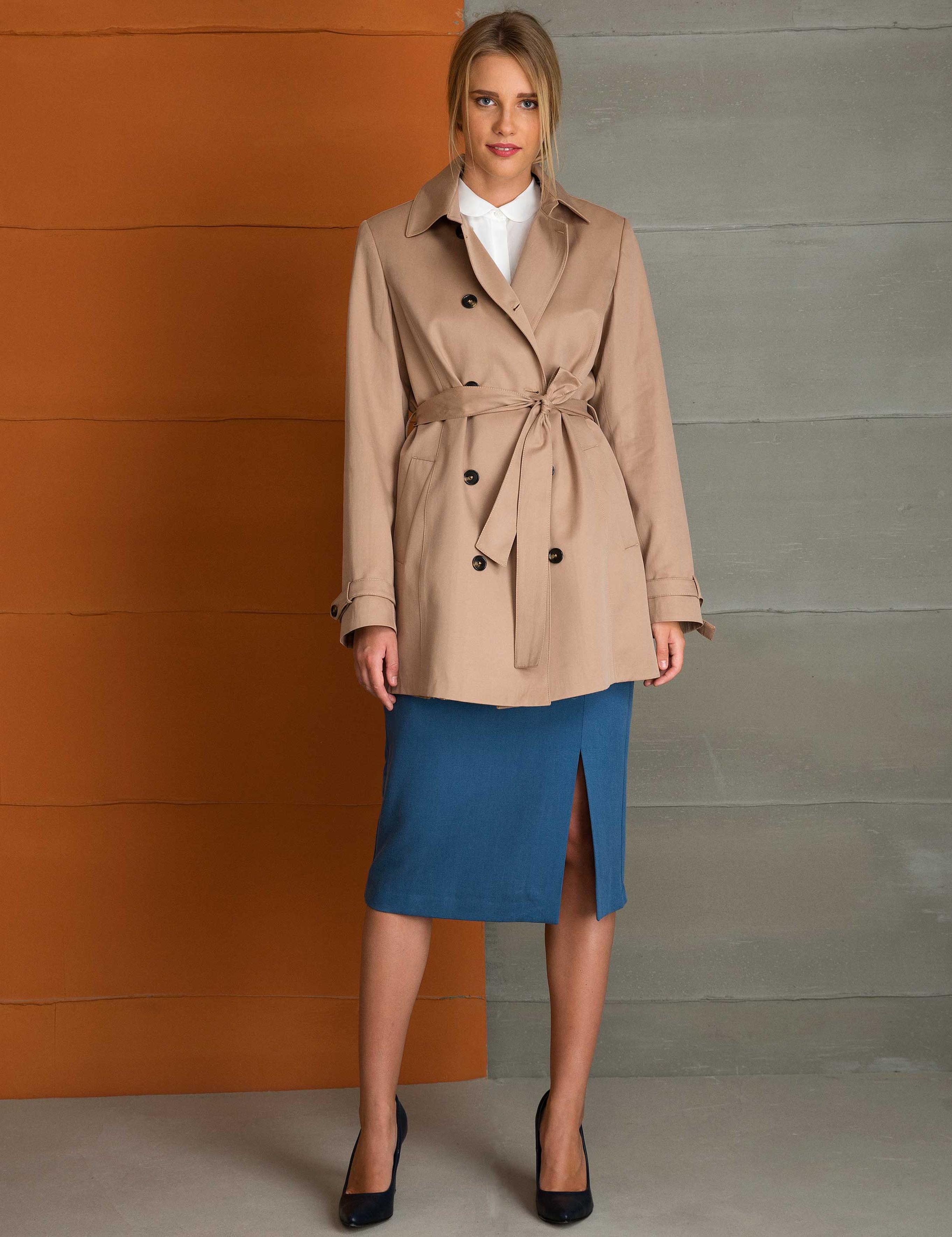 Camel Slim Fit Trençkot