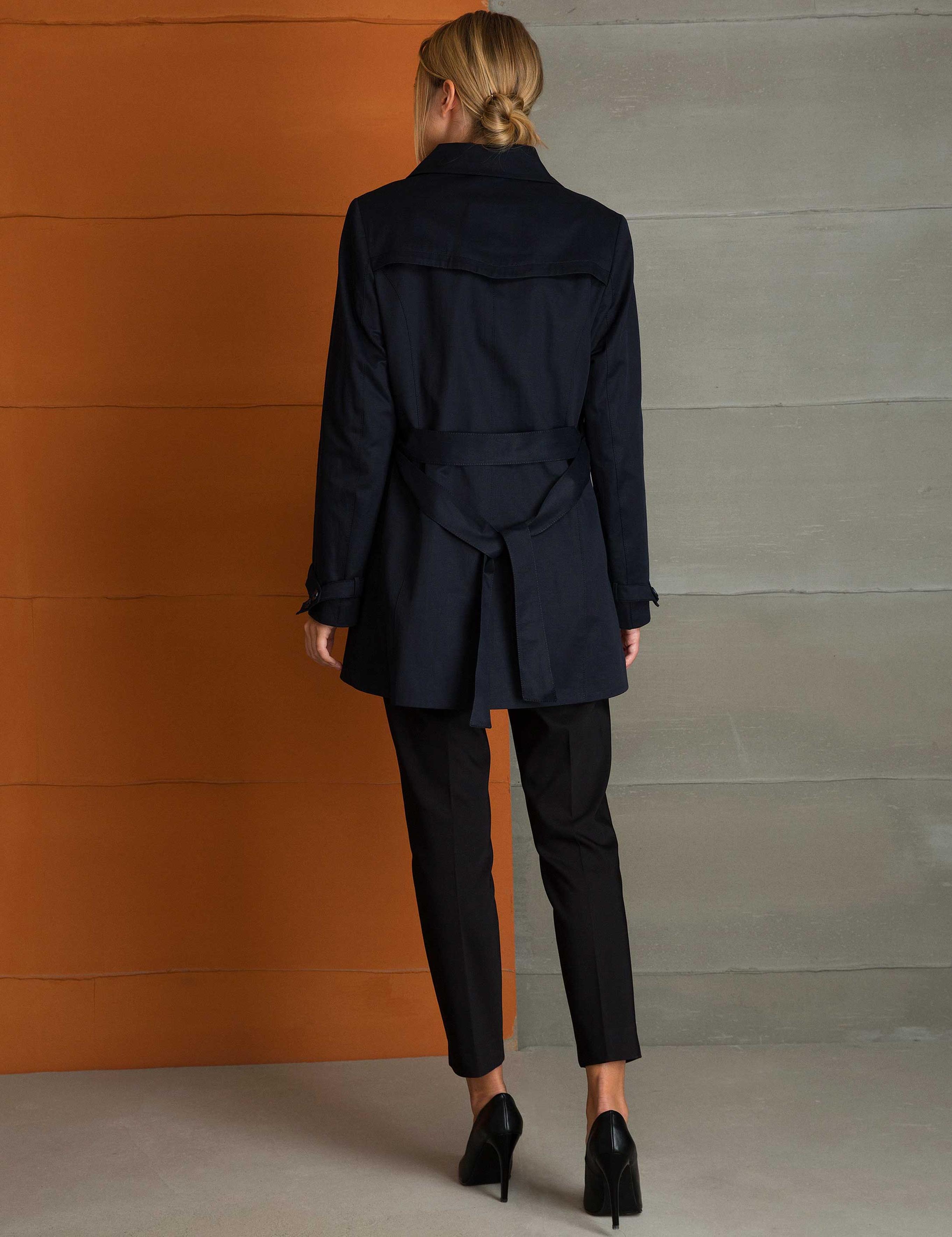 Lacivert Slim Fit Trençkot