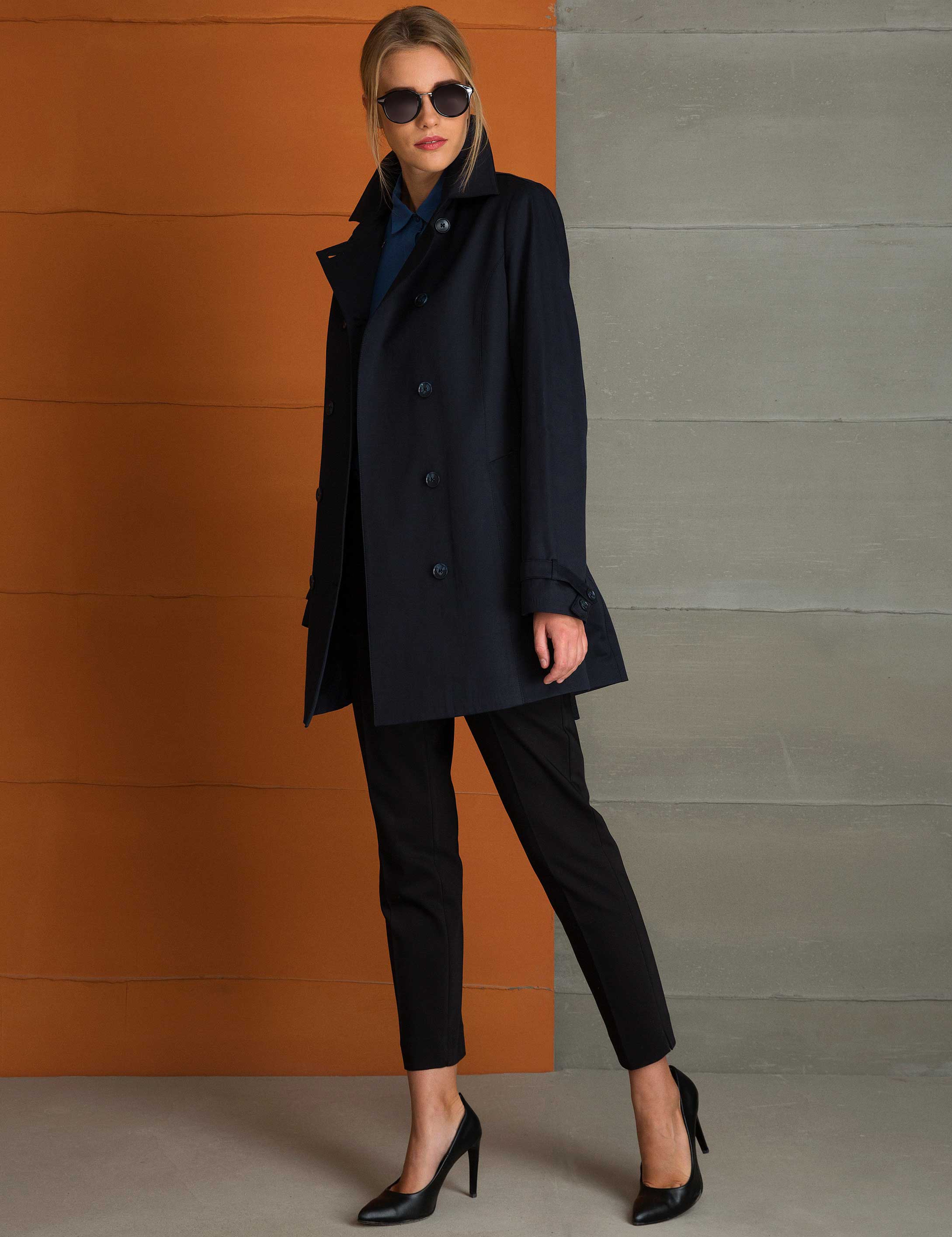 Lacivert Slim Fit Trençkot - Image 8