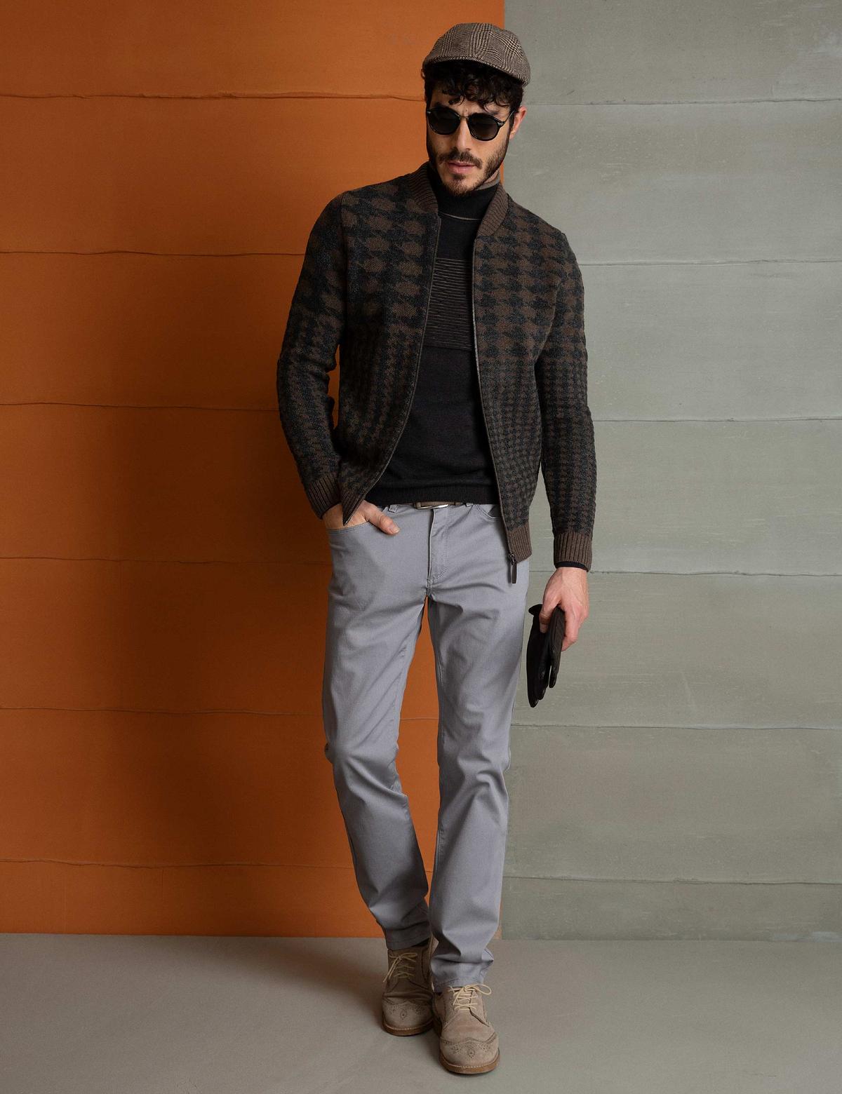 Gri Slim Fit Chino Pantolon