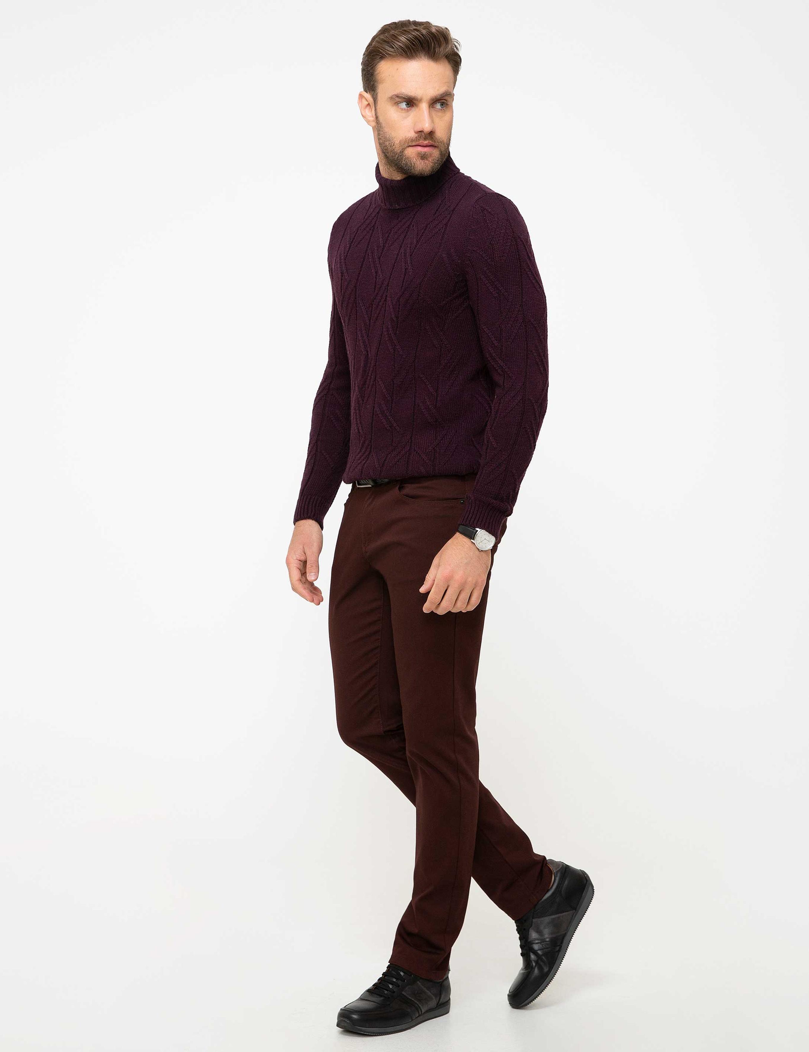 Bordo Slim Fit Chino Pantolon