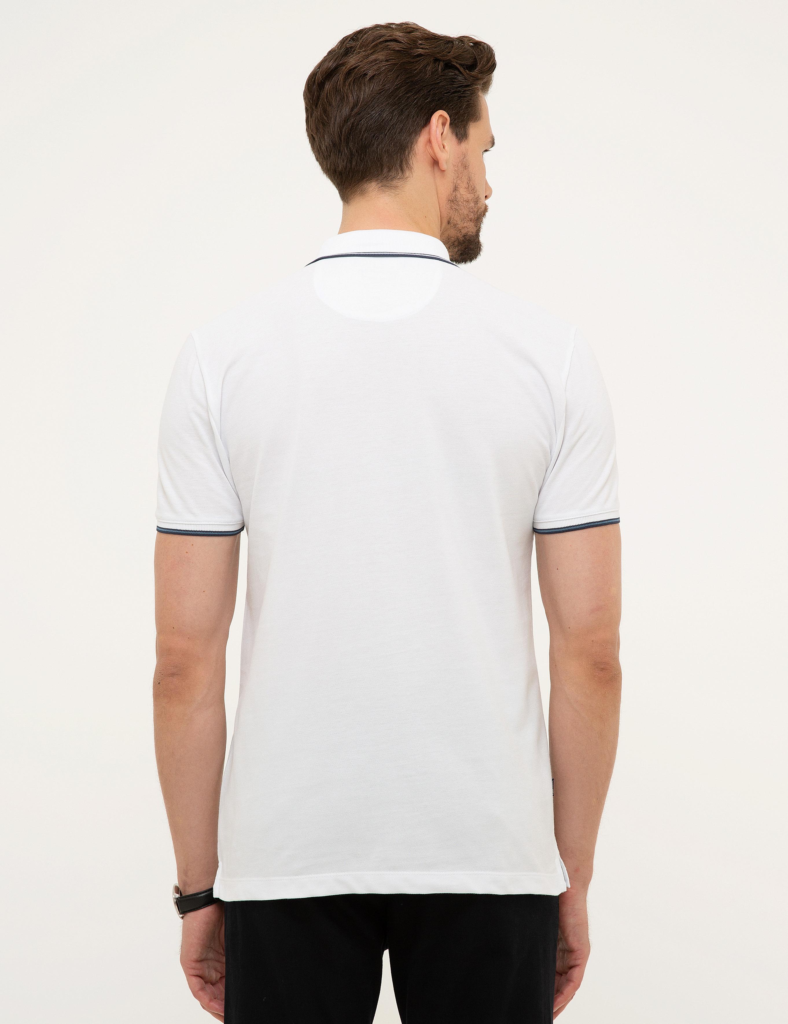 Beyaz Slim Fit Polo Yaka T-Shirt