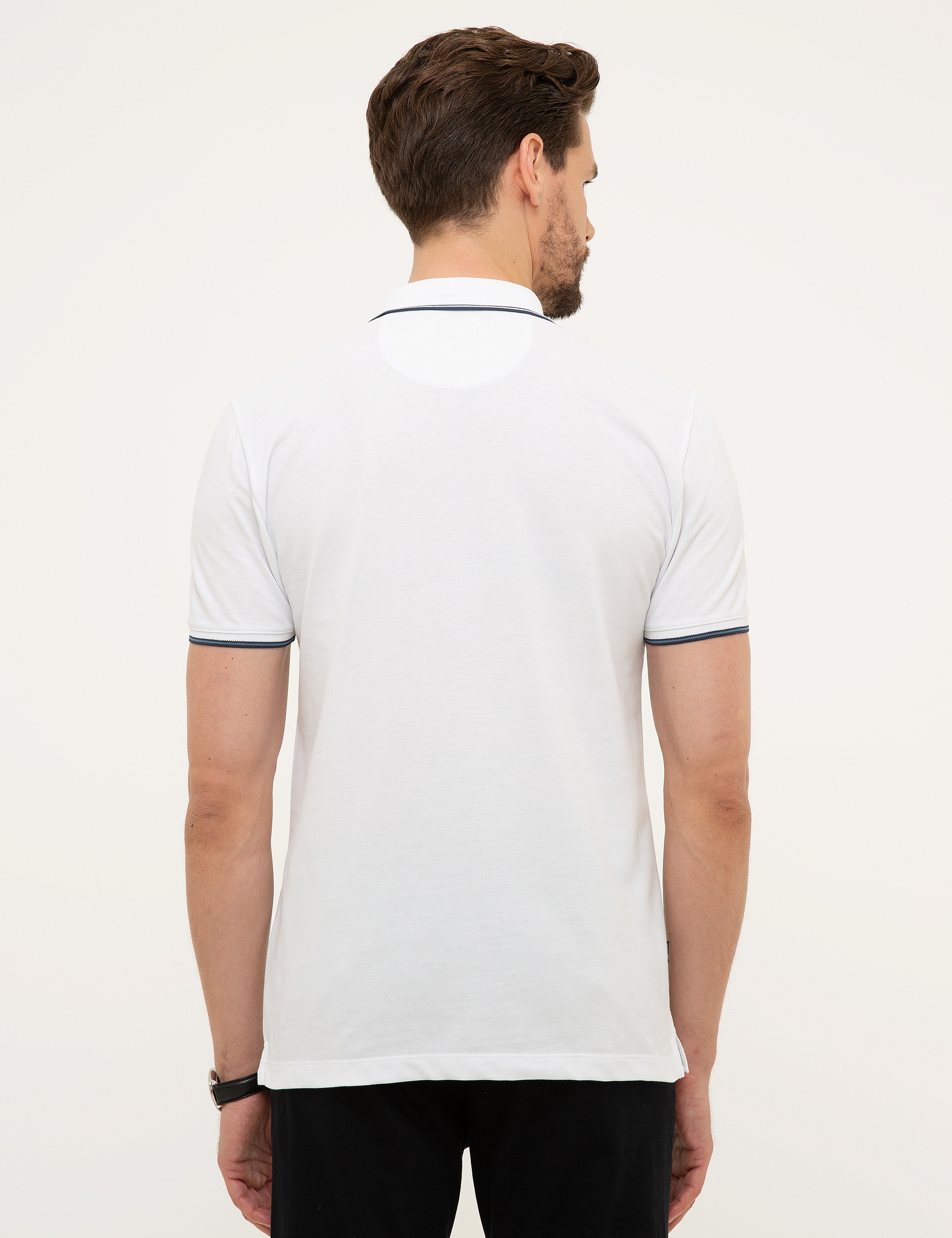 Beyaz Slim Fit Polo Yaka T-Shirt - Image 3