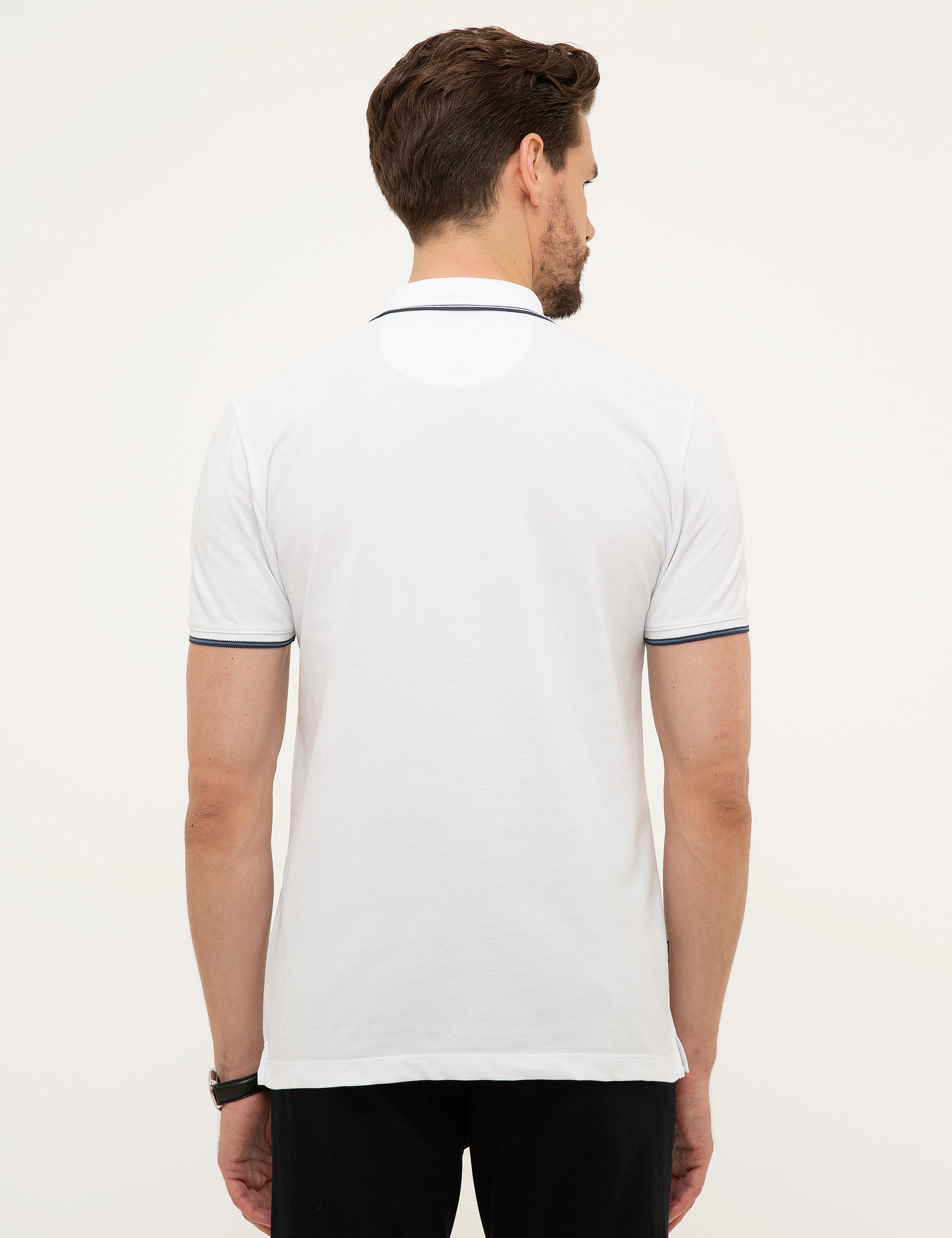 Beyaz Slim Fit Polo Yaka T-Shirt