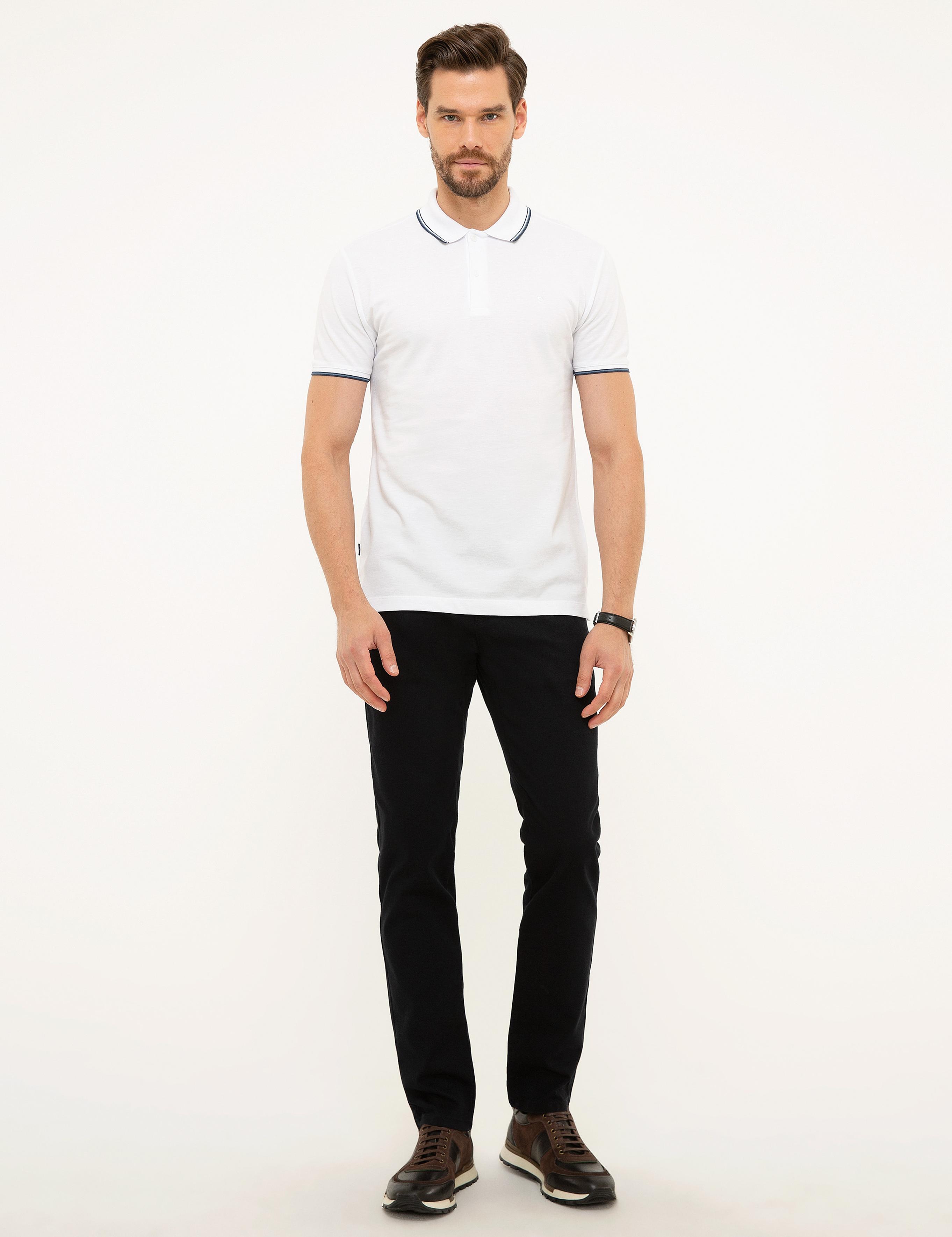 Beyaz Slim Fit Polo Yaka T-Shirt