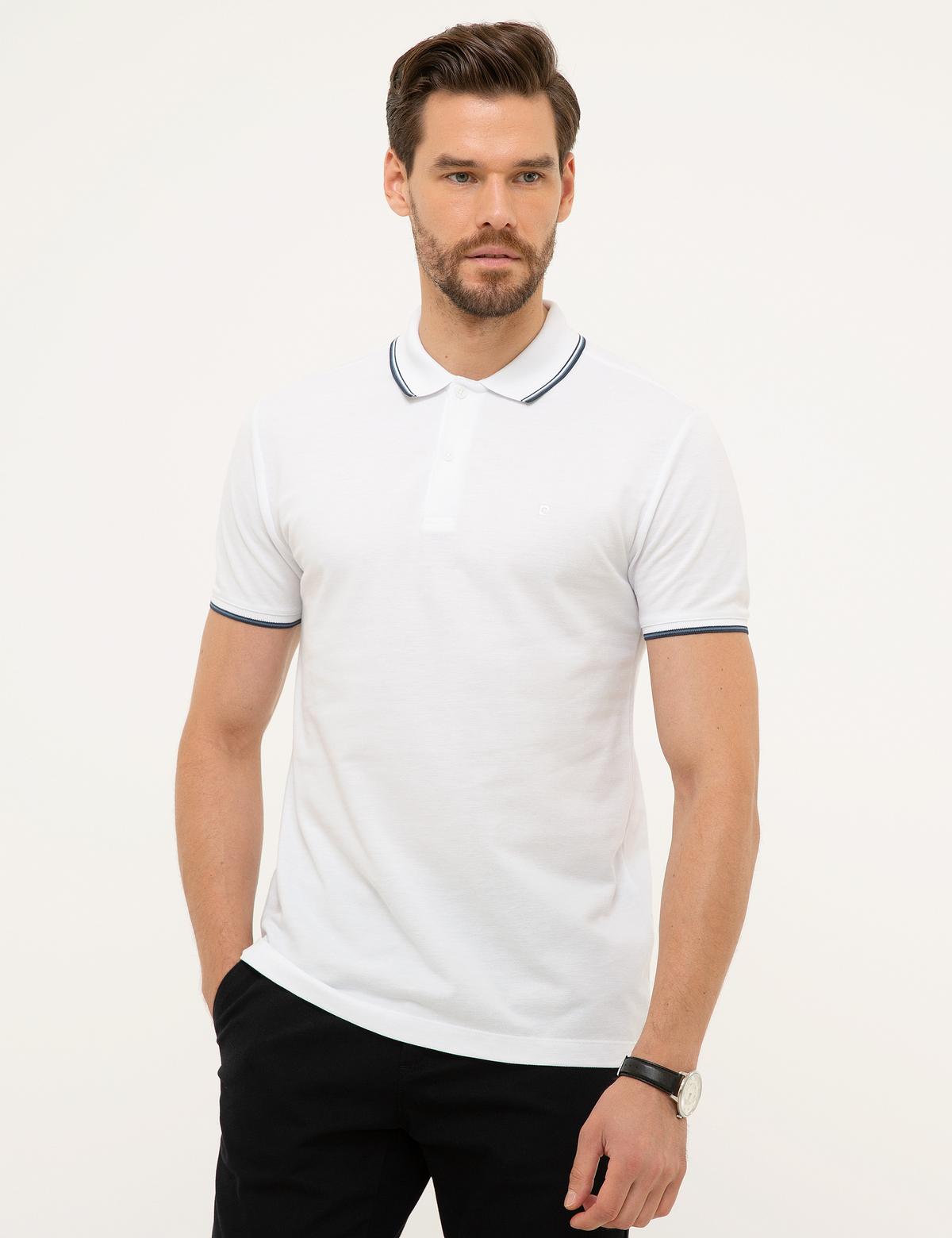 Beyaz Slim Fit Polo Yaka T-Shirt - 50199331006