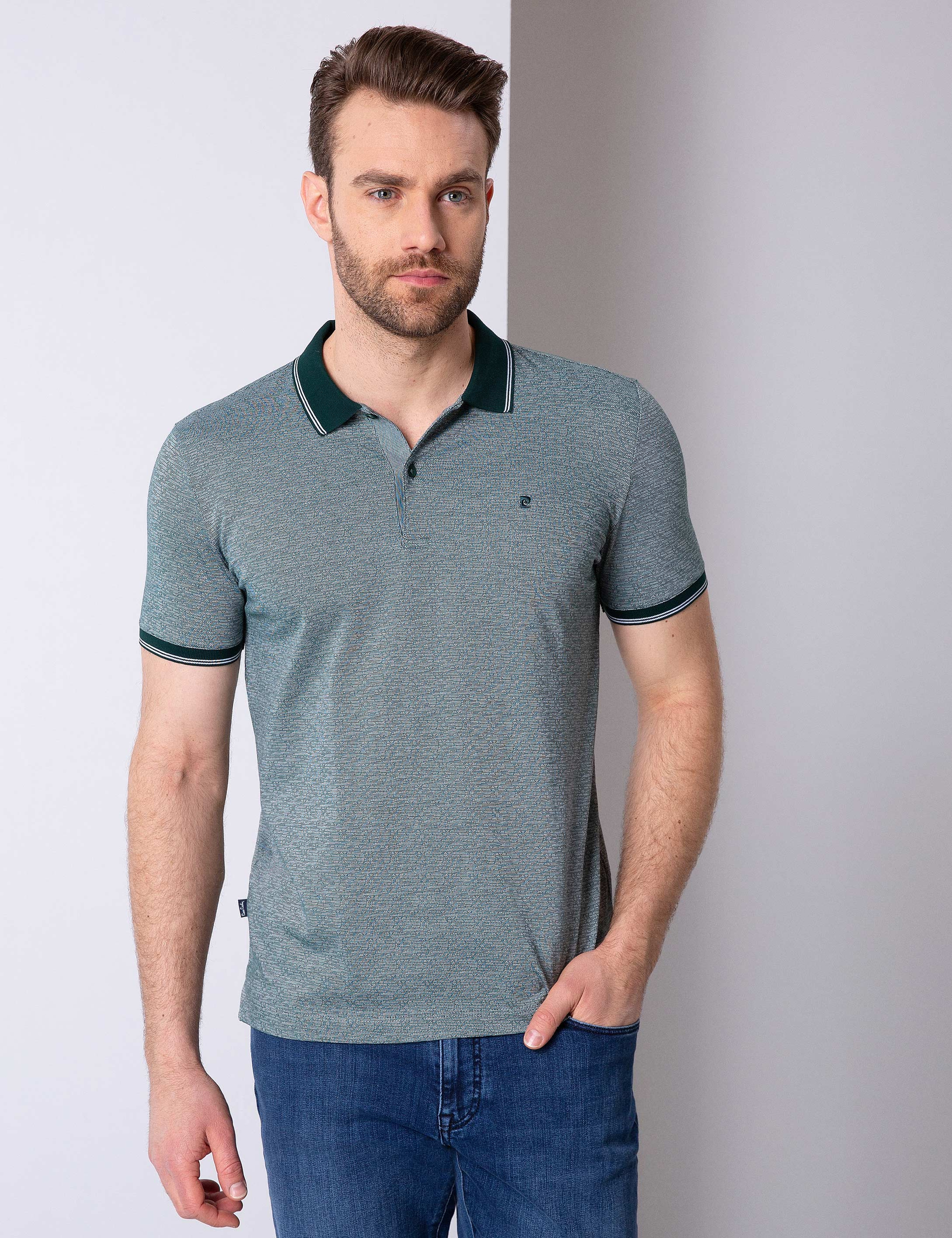 Koyu Yeşil Slim Fit Polo Yaka T-Shirt - Image 2
