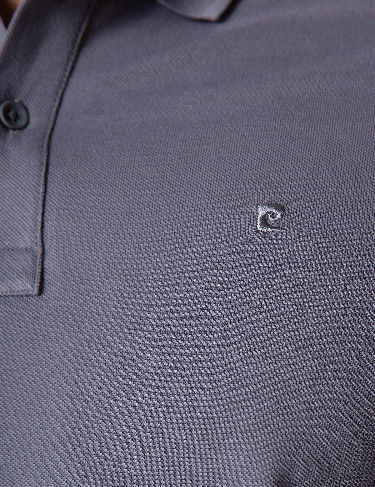 Koyu Gri Slim Fit Basic Polo Yaka T-Shirt - 50199338071