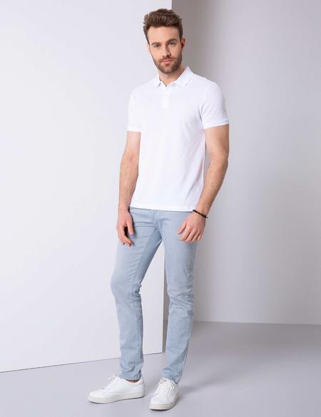 Beyaz Slim Fit Polo Yaka Basic Tişört - 50199338001