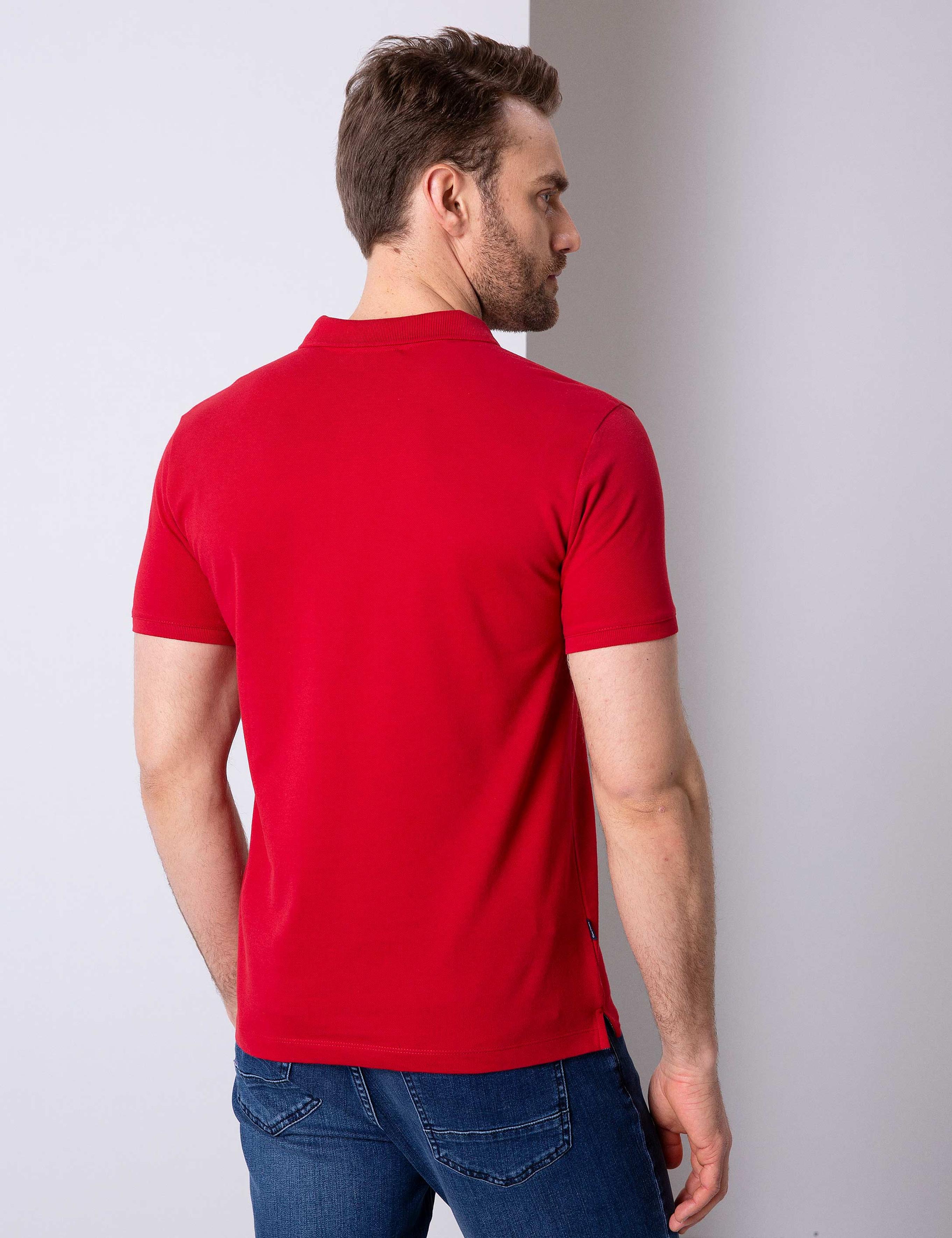 Kırmızı Slim Fit Basic Polo Yaka T-Shirt
