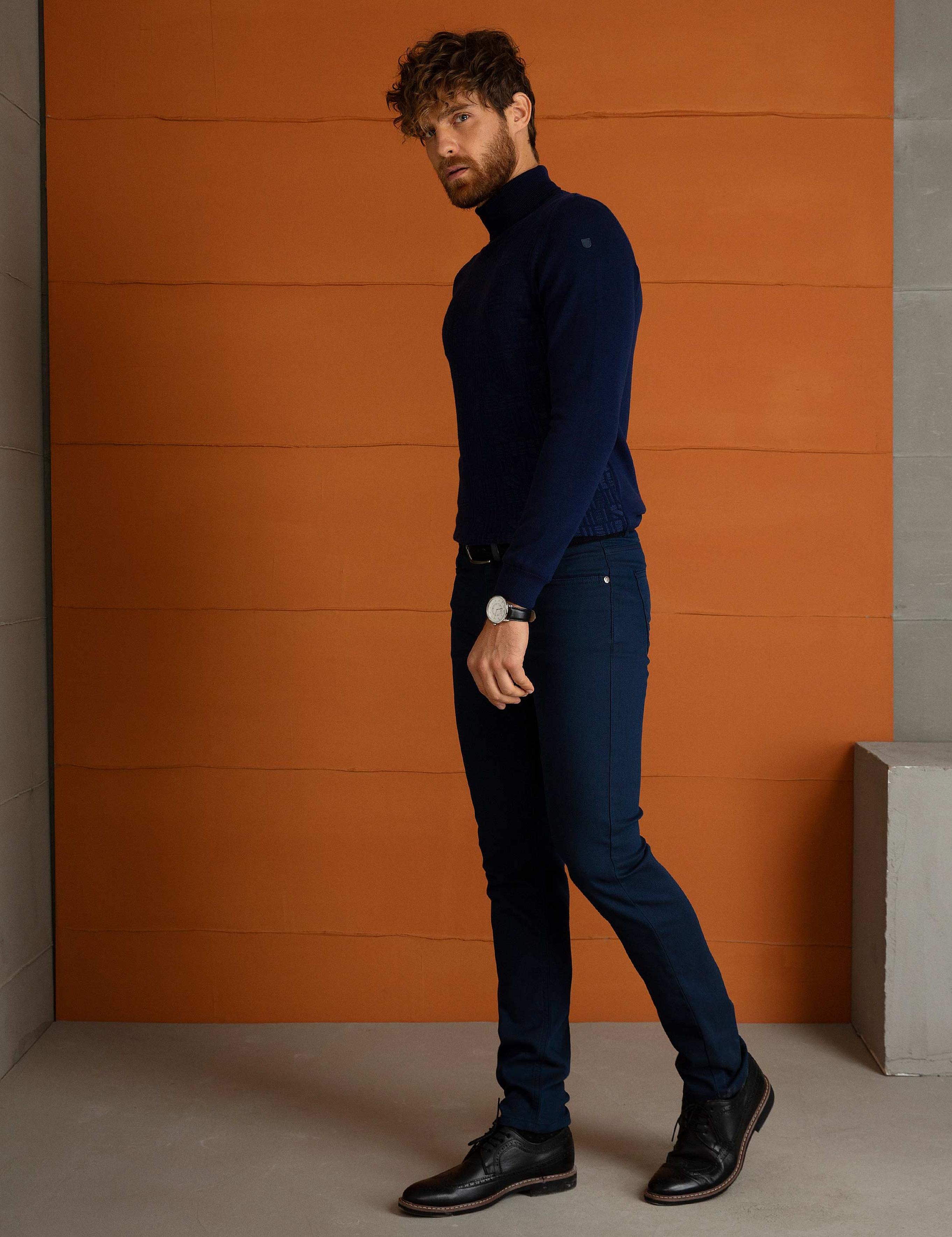 Lacivert Slim Fit Chino Pantolon