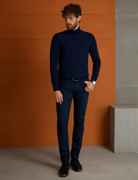 Lacivert Slim Fit Chino Pantolon - 50199468021