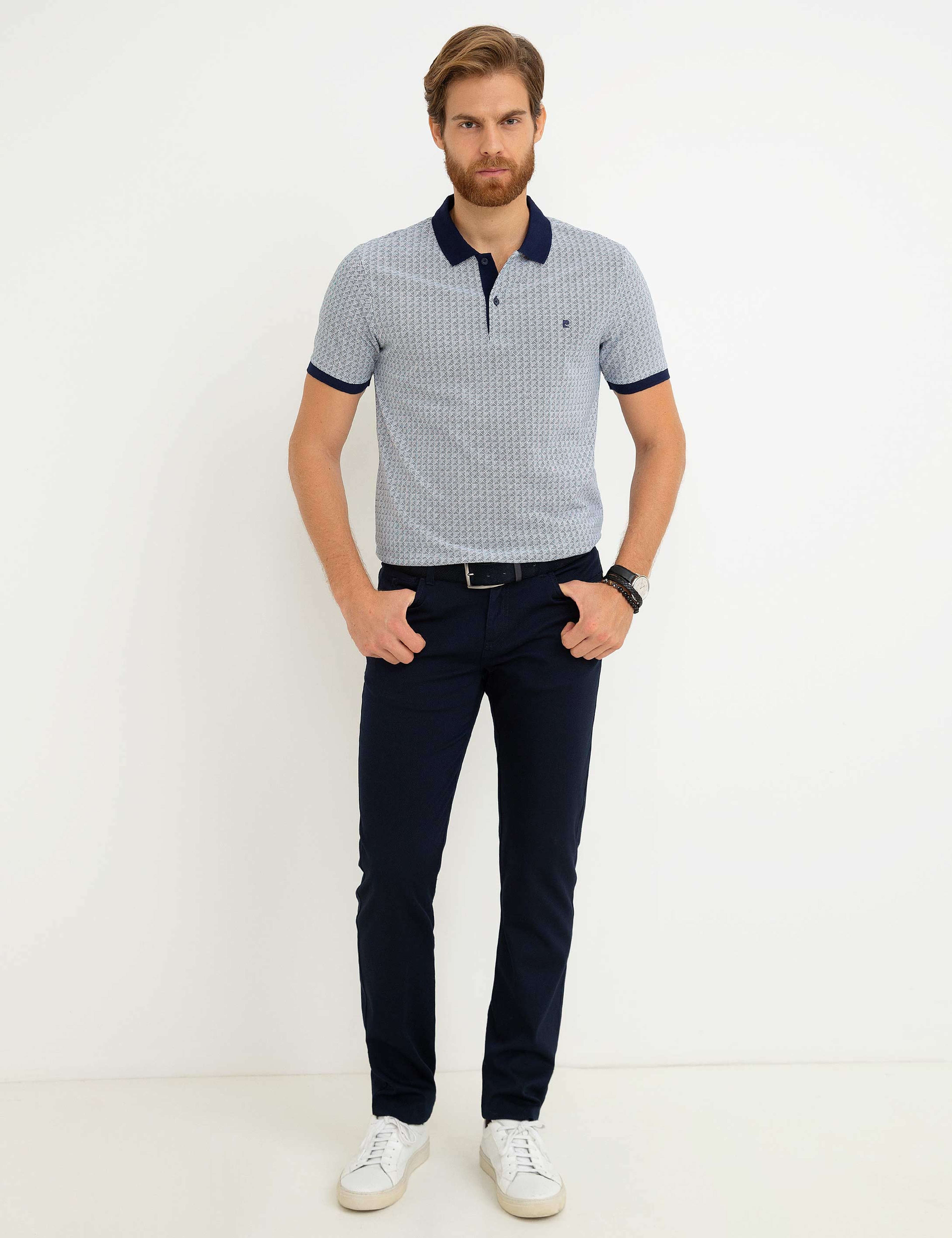 Lacivert Slim Fit Polo Yaka T-Shirt - Image 1