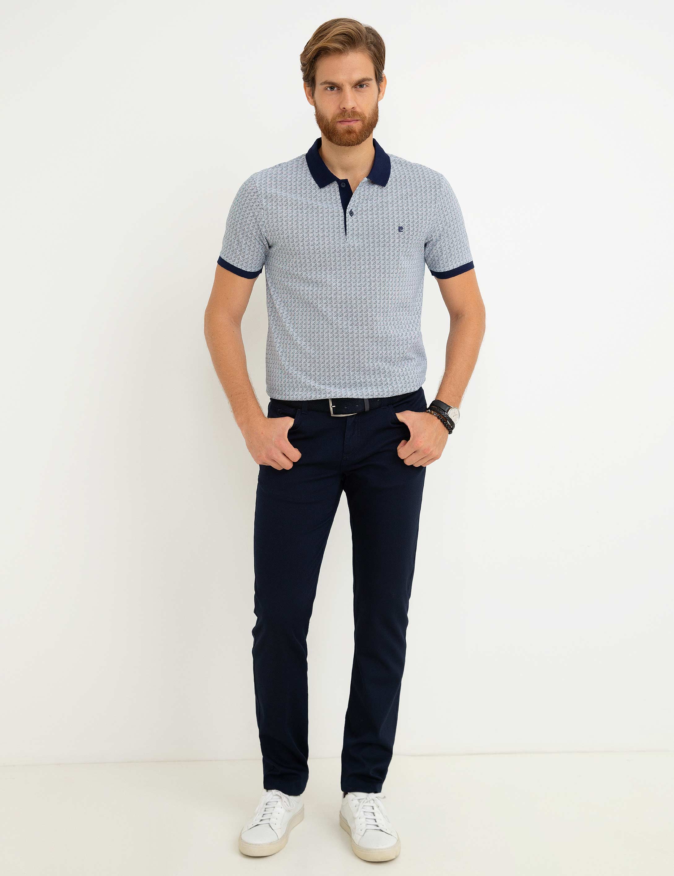 Lacivert Slim Fit Polo Yaka T-Shirt