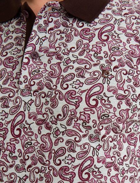 Bordo Slim Fit Baskılı Polo Yaka Tişört - 50199498015