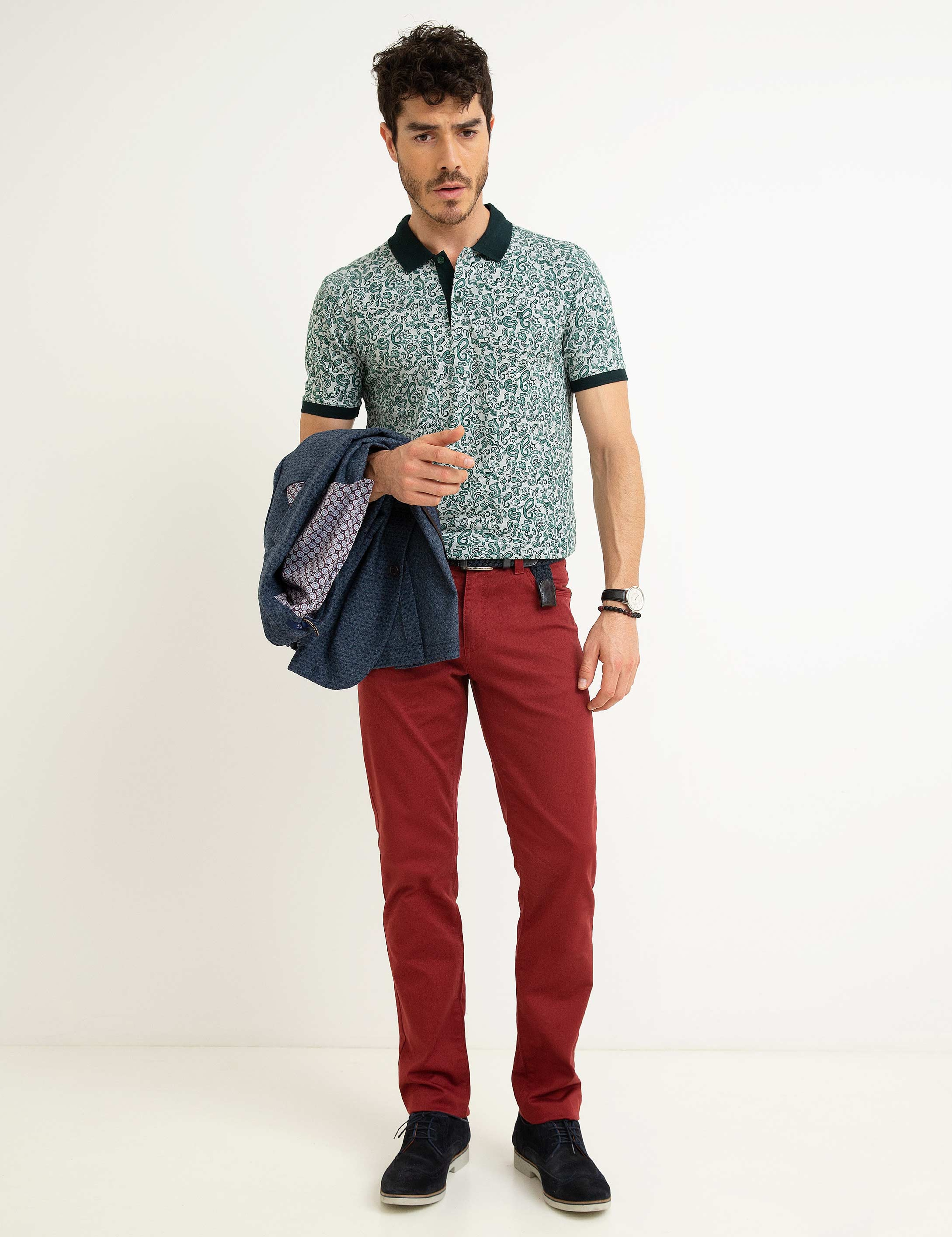 Koyu Yeşil Slim Fit Polo Yaka T-Shirt - Image 1