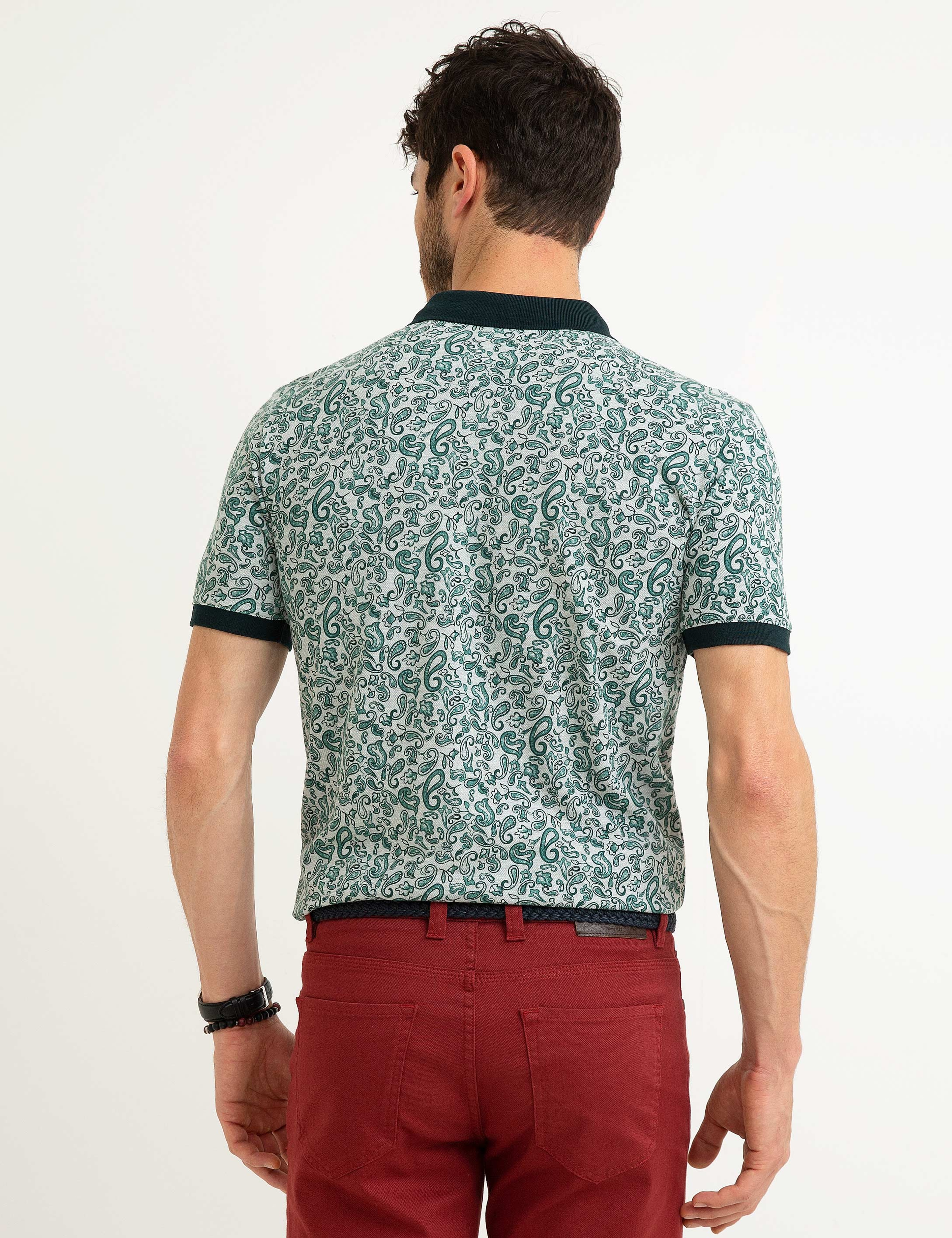 Koyu Yeşil Slim Fit Polo Yaka T-Shirt