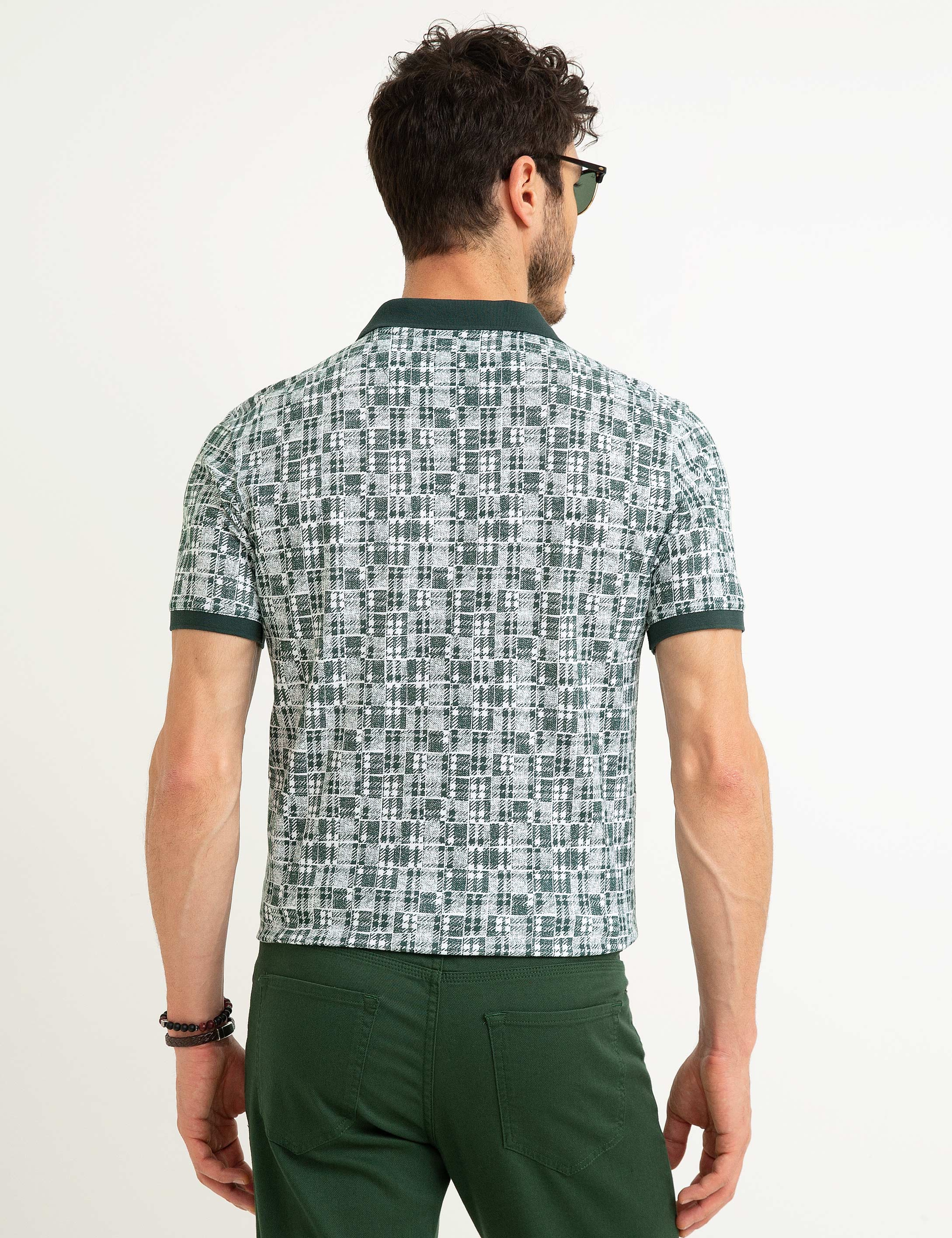 Koyu Yeşil Slim Fit Polo Yaka T-Shirt - Image 3