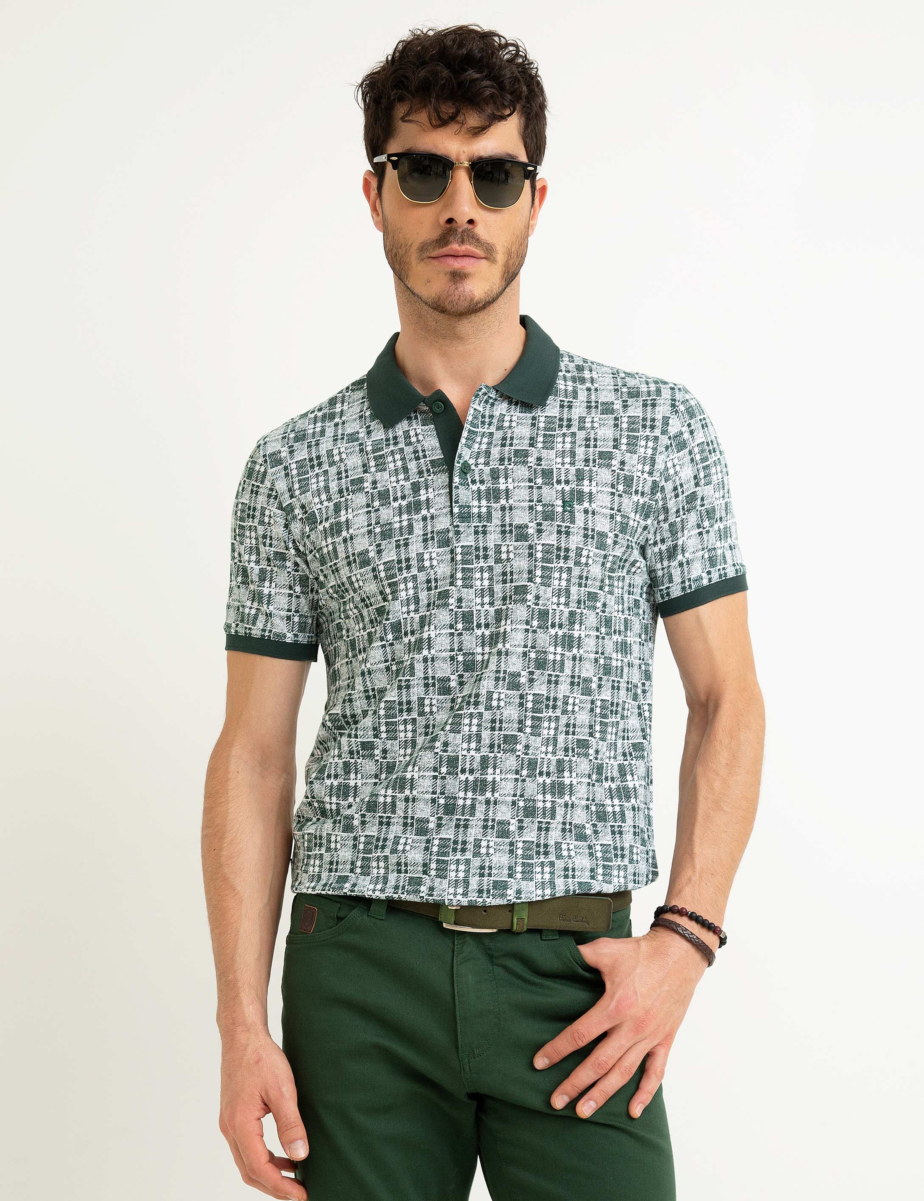 Koyu Yeşil Slim Fit Polo Yaka T-Shirt - Image 2