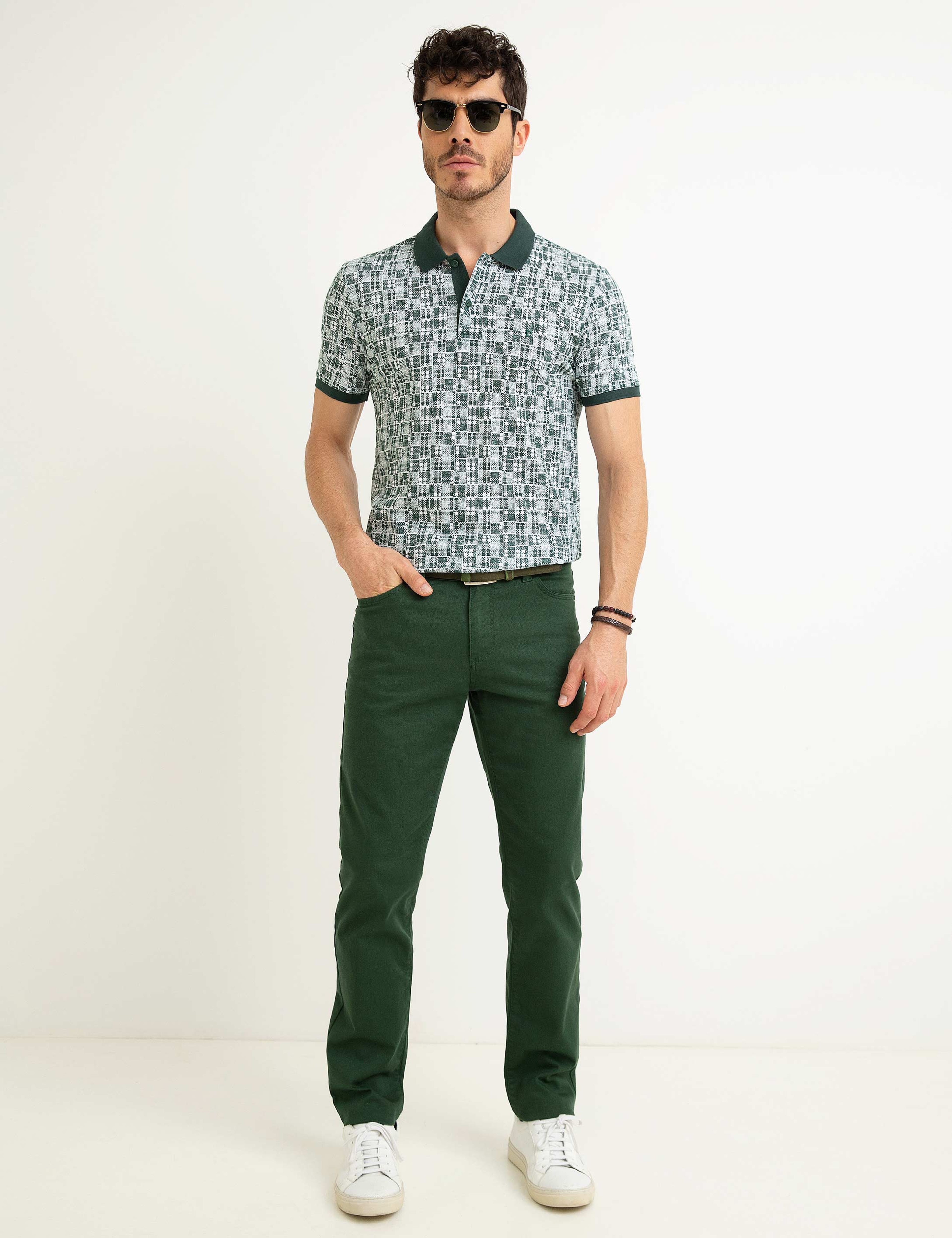 Koyu Yeşil Slim Fit Polo Yaka T-Shirt - Image 1