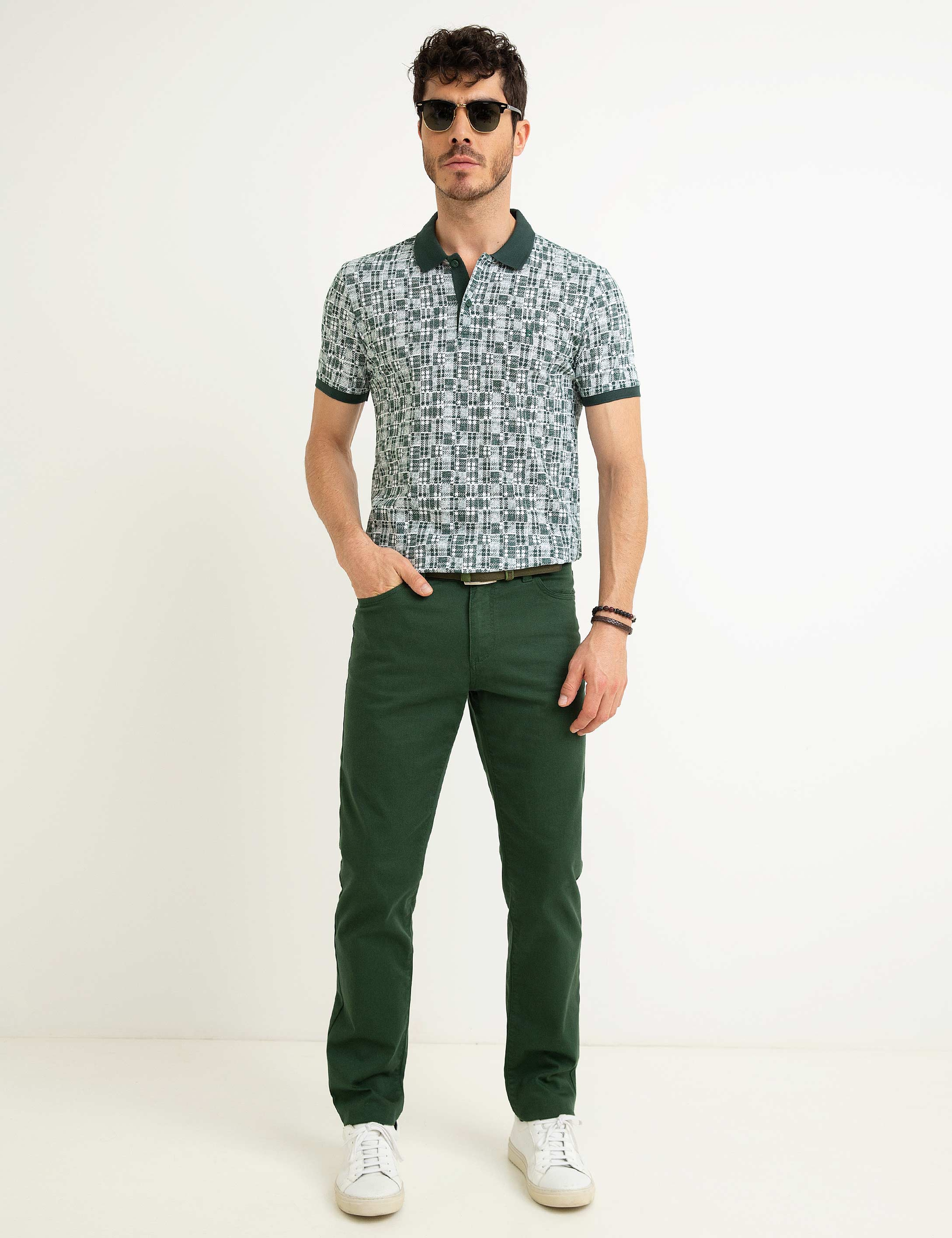 Koyu Yeşil Slim Fit Polo Yaka T-Shirt