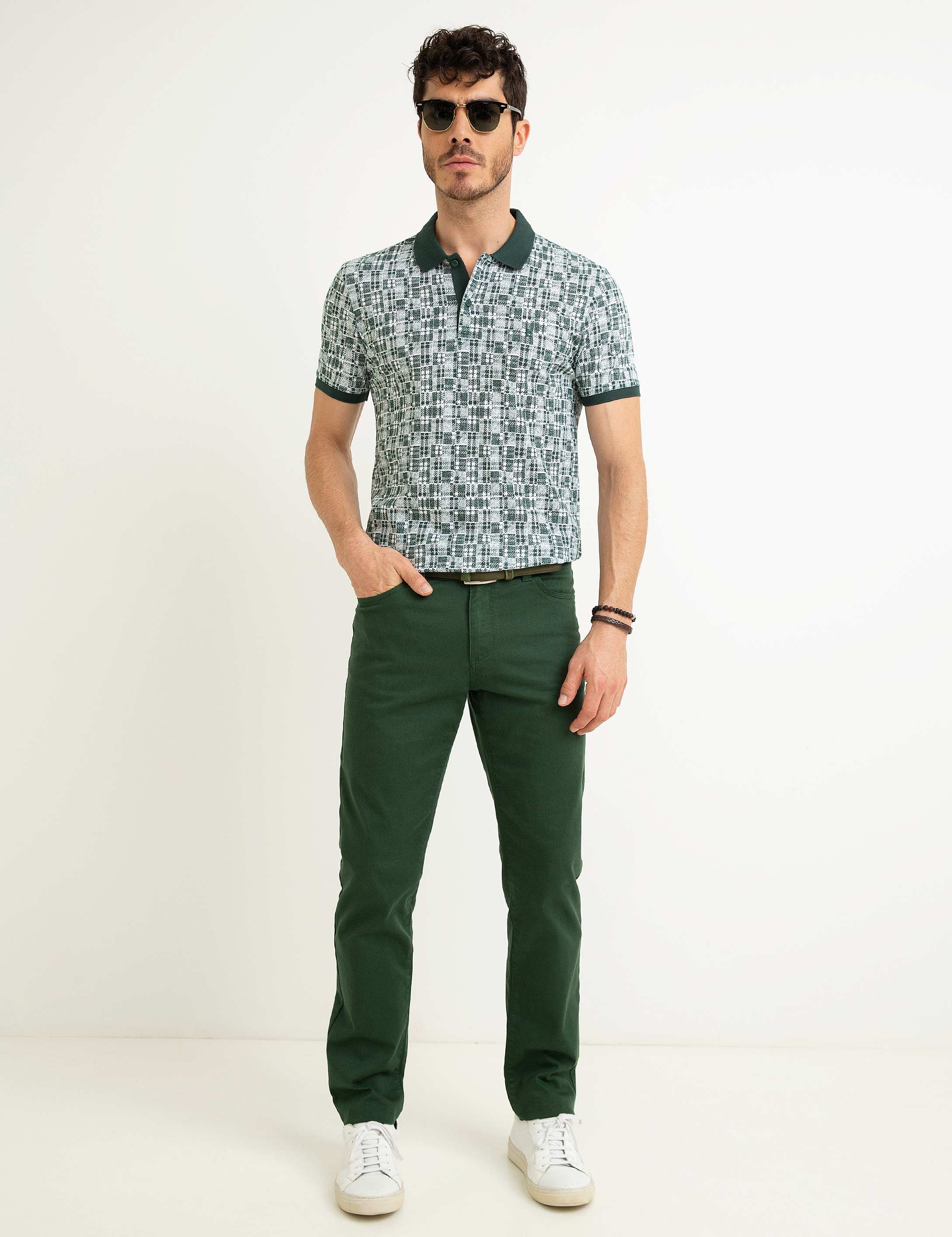 Koyu Yeşil Slim Fit Polo Yaka T-Shirt