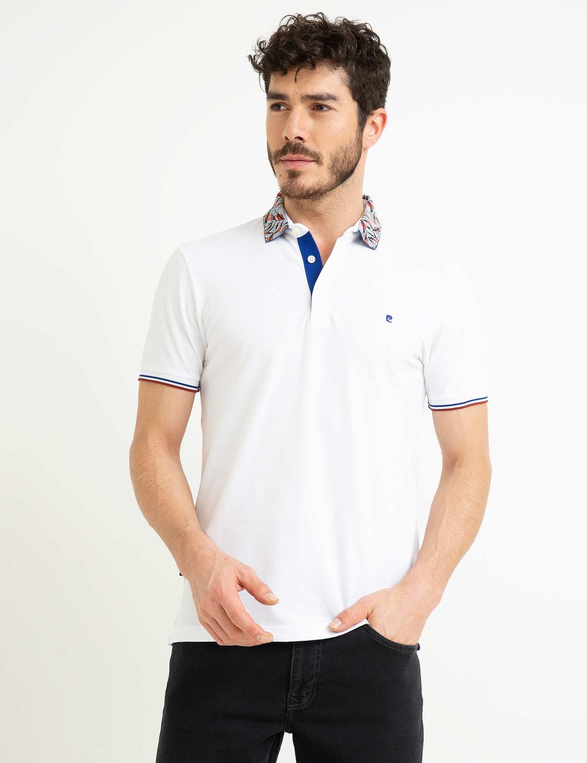 Beyaz Slim Fit Polo Yaka T-Shirt
