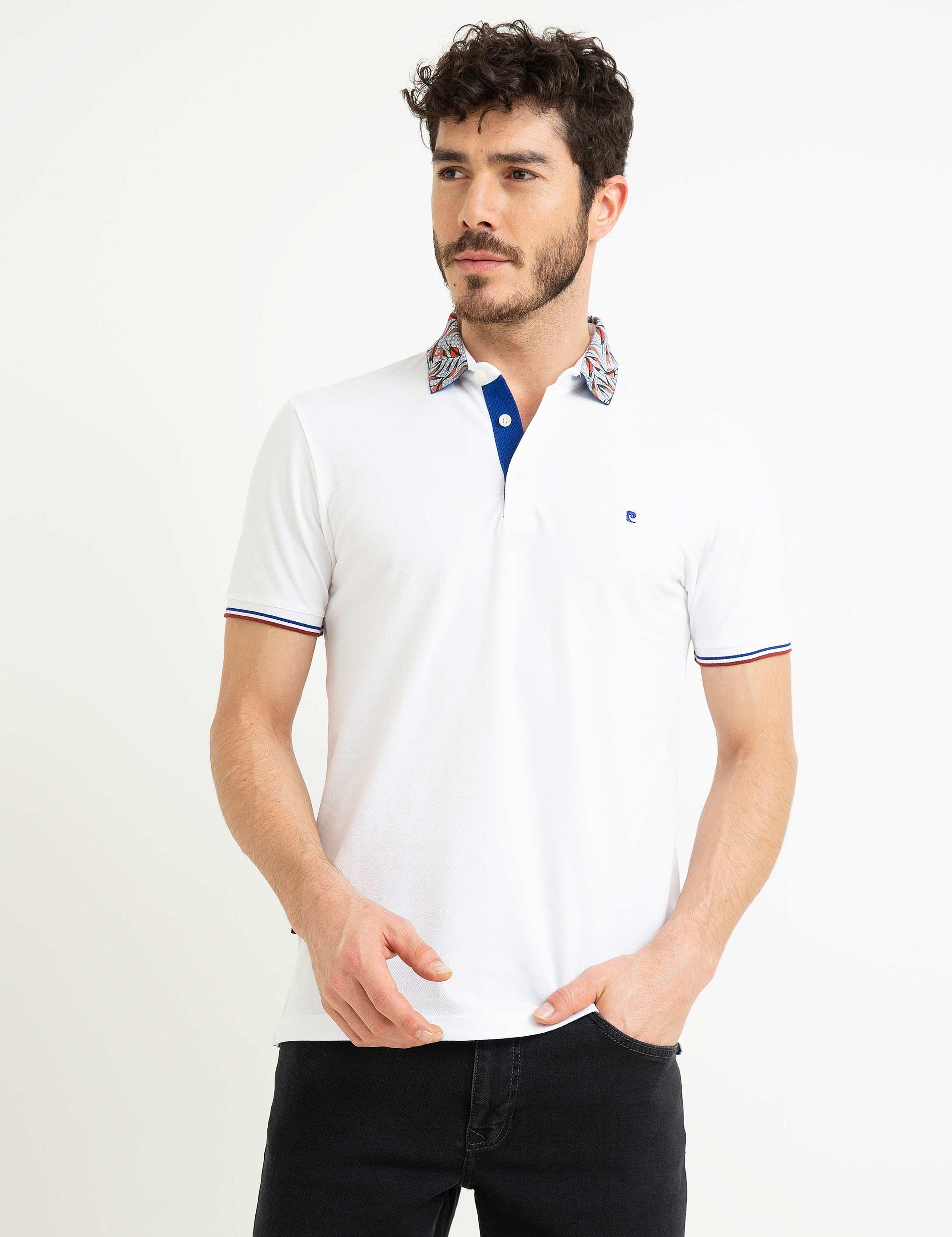 Beyaz Slim Fit Polo Yaka T-Shirt