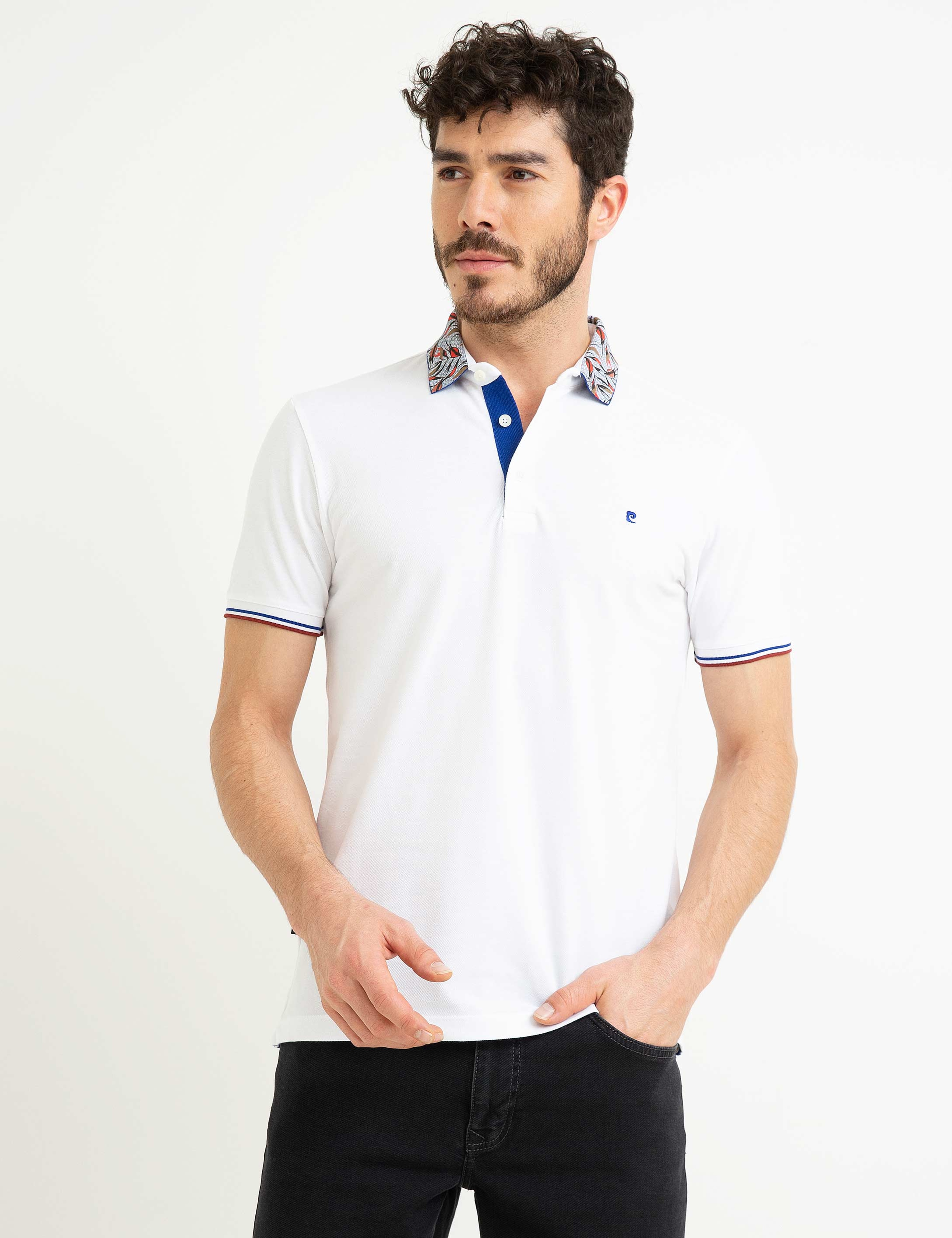 Beyaz Slim Fit Polo Yaka T-Shirt - Image 1