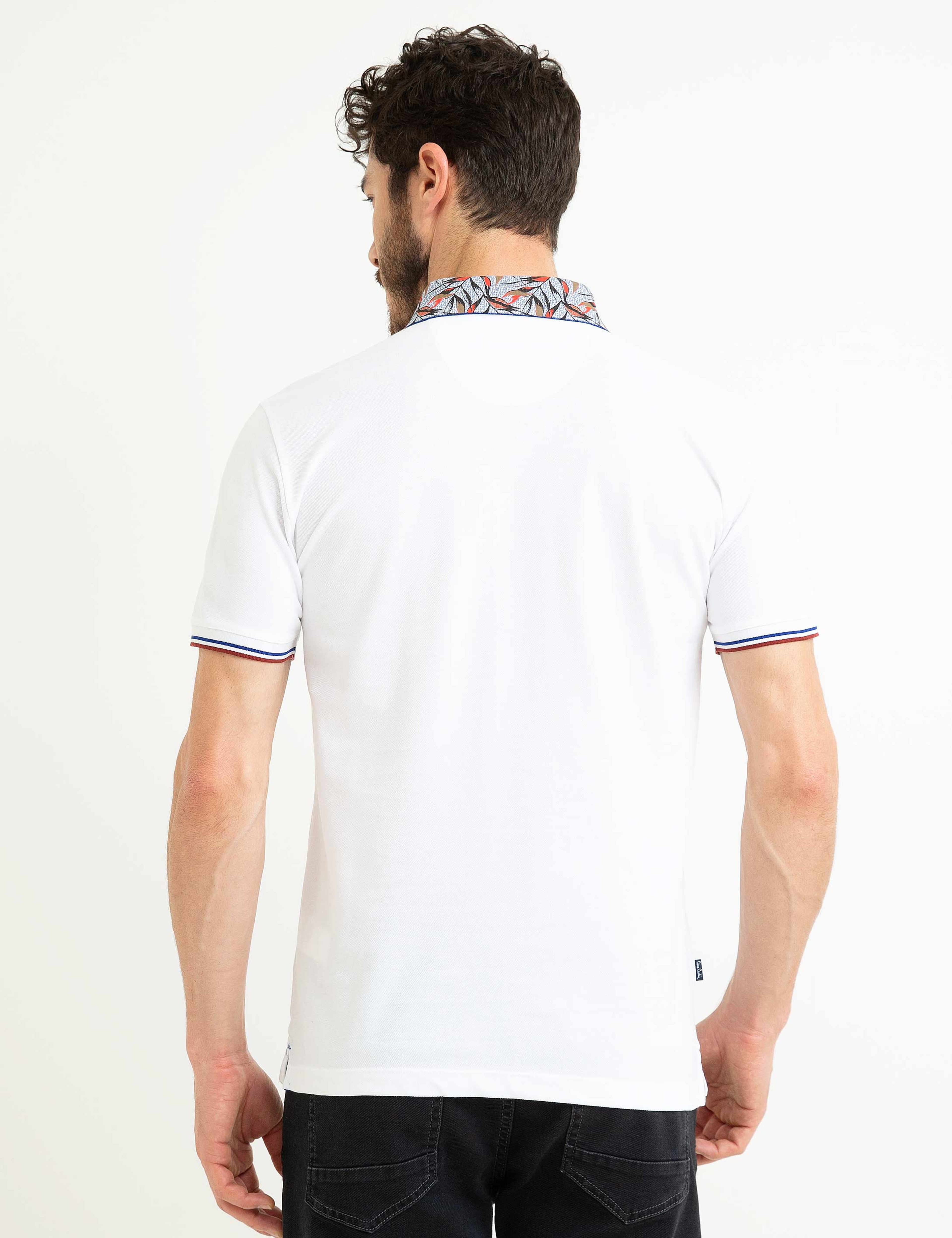 Beyaz Slim Fit Polo Yaka T-Shirt - Image 2