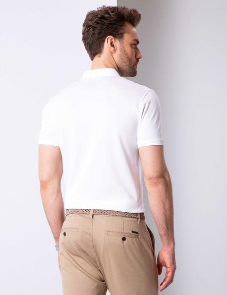 Beyaz Slim Fit Polo Yaka Basic T-Shirt - 50199595002