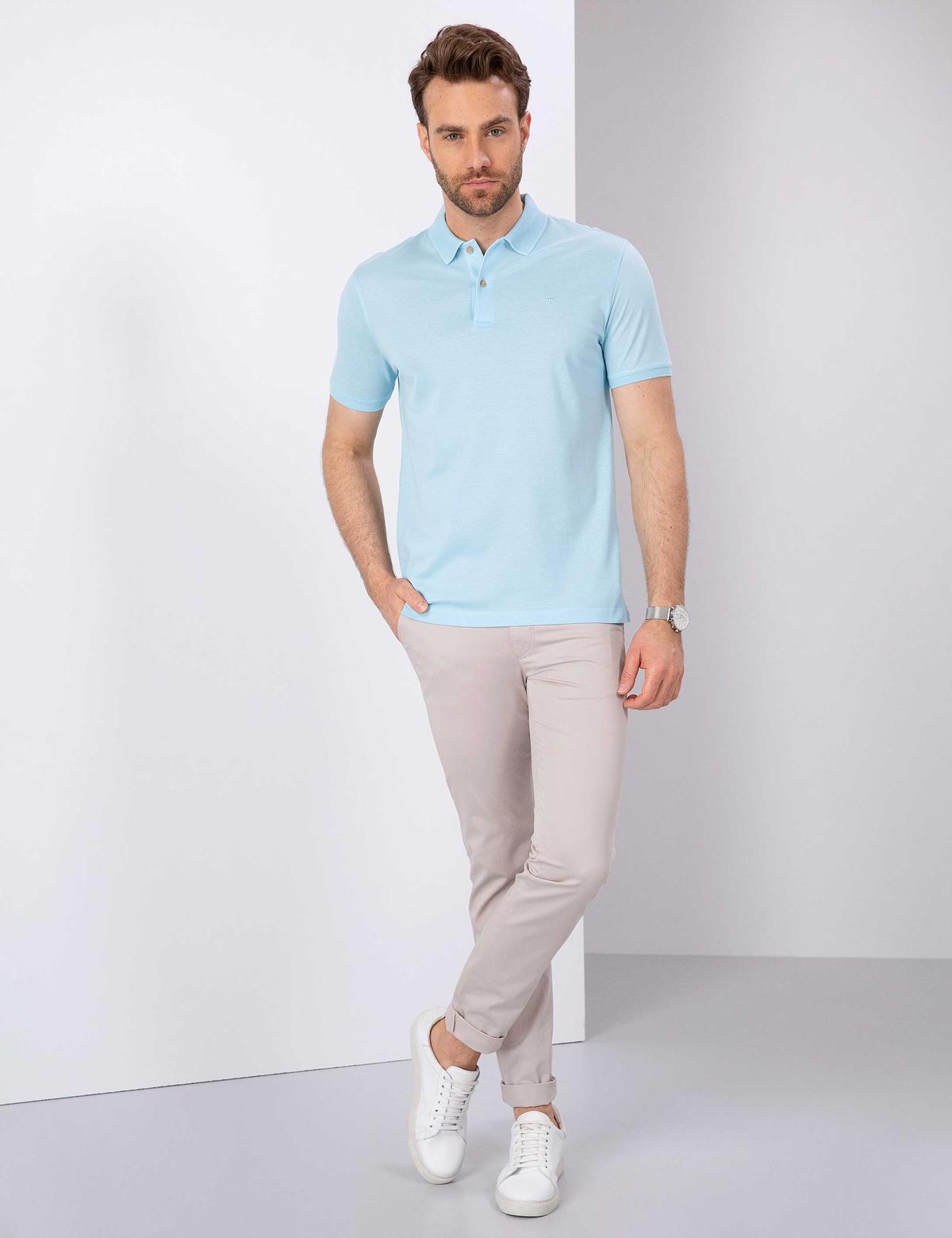 Açık Mavi Slim Fit Basic Tişört - 50199595013