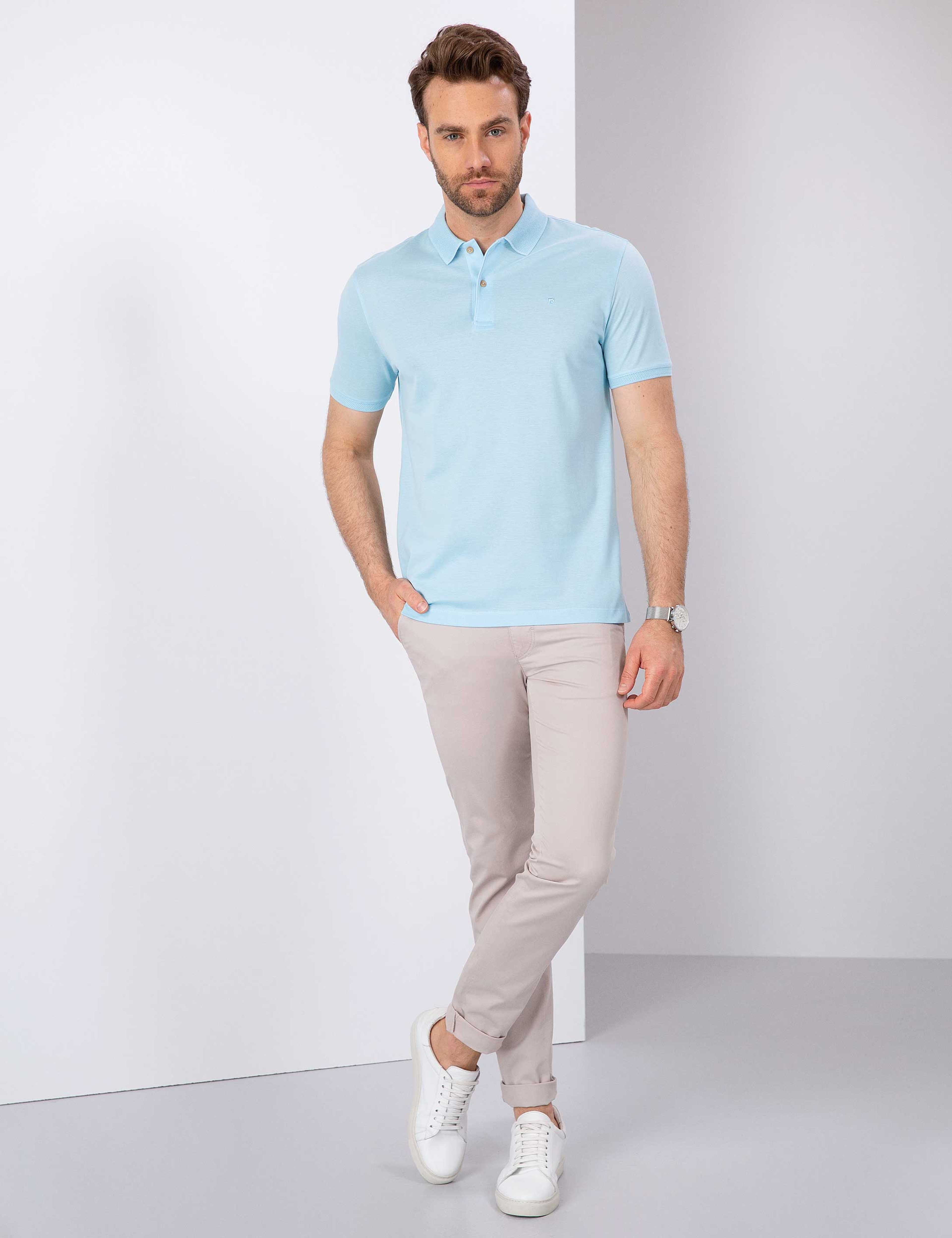 Açık Mavi Slim Fit Basic Tişört