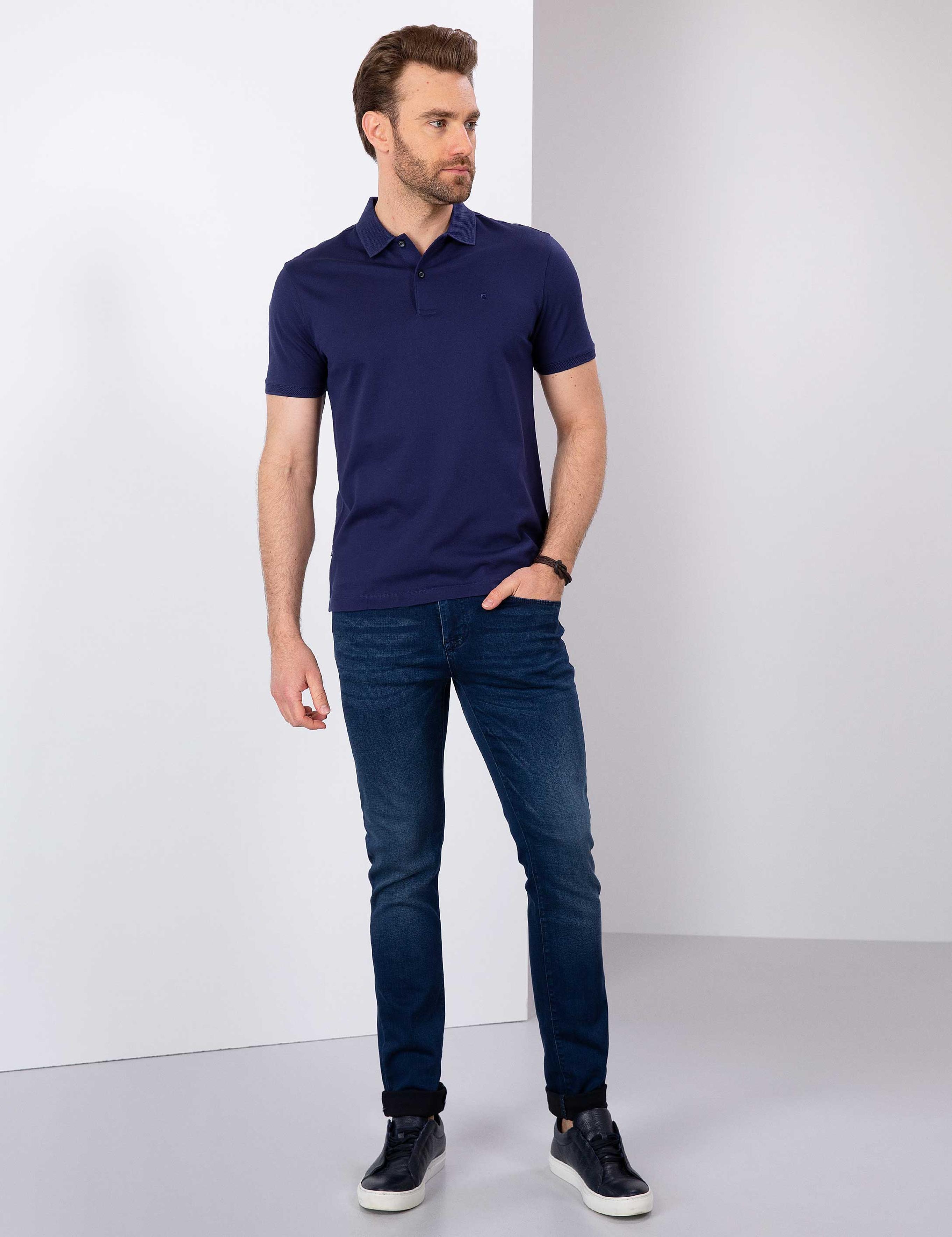 Lacivert Slim Fit Basic Tişört