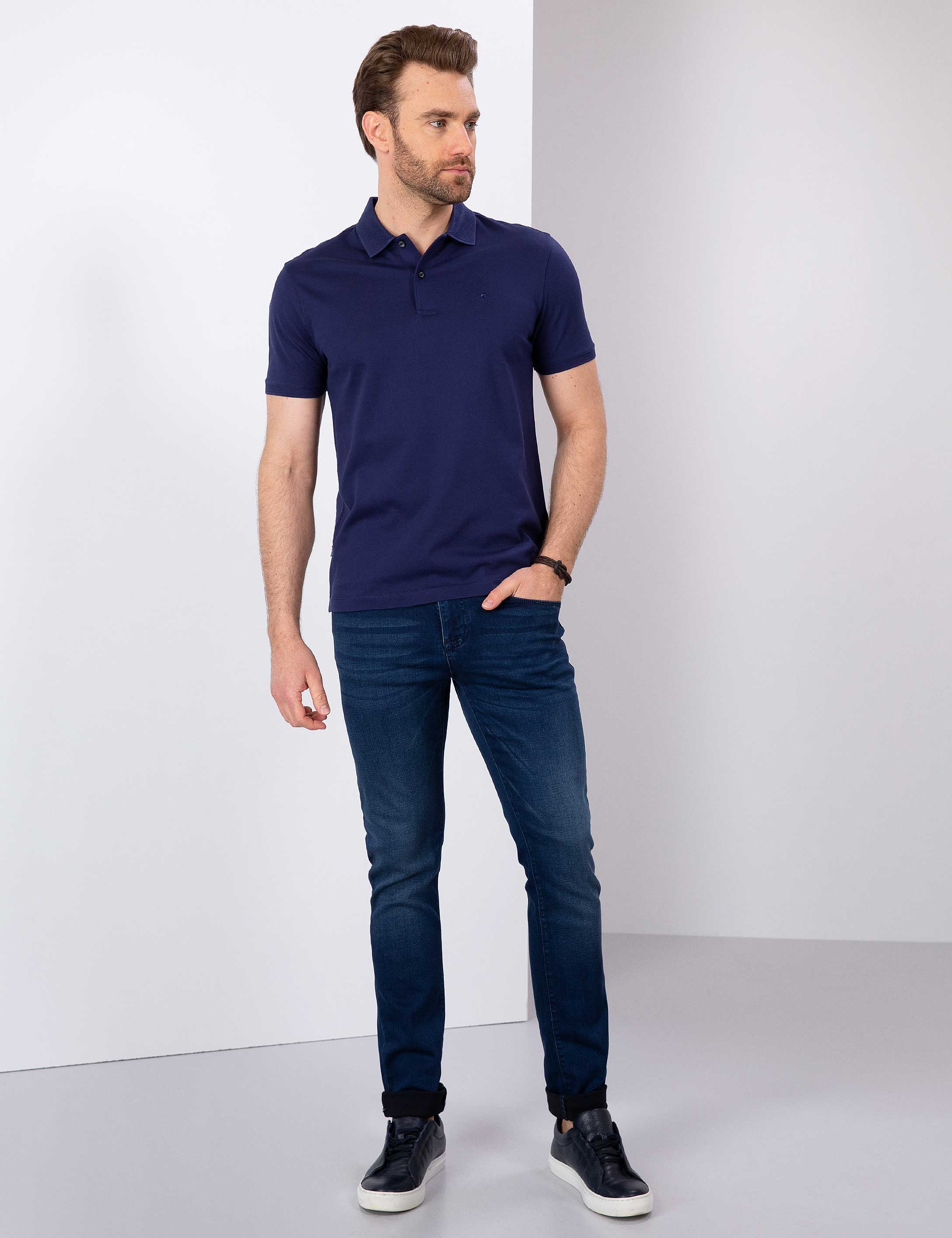 Lacivert Slim Fit Basic Tişört - Image 4