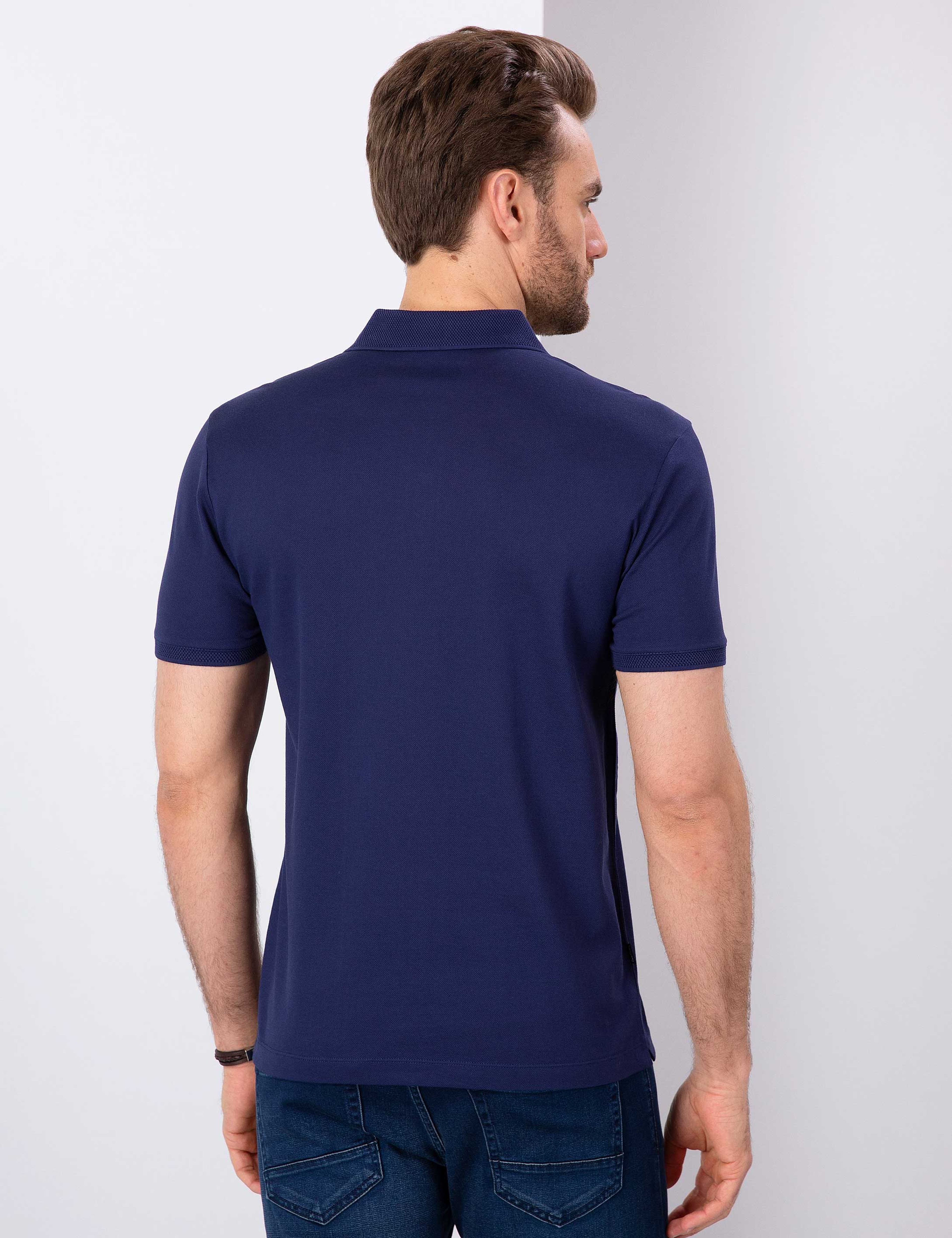 Lacivert Slim Fit Basic Tişört - Image 3