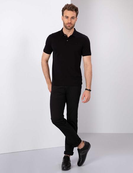 Siyah Slim Fit Basic Polo Yaka T-Shirt - 50199595046
