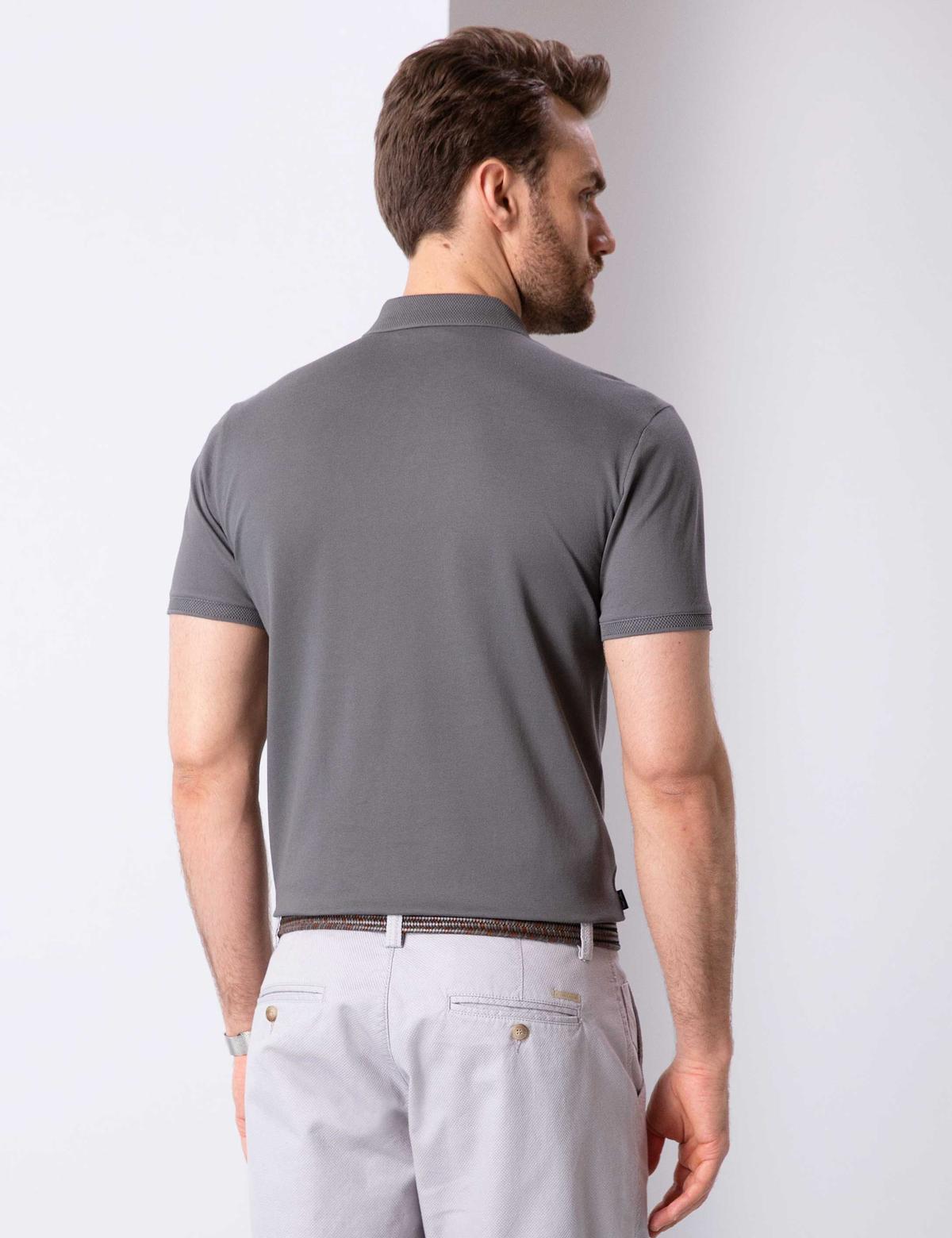 Koyu Gri Slim Fit Basic Polo Yaka T-Shirt - 50199595062