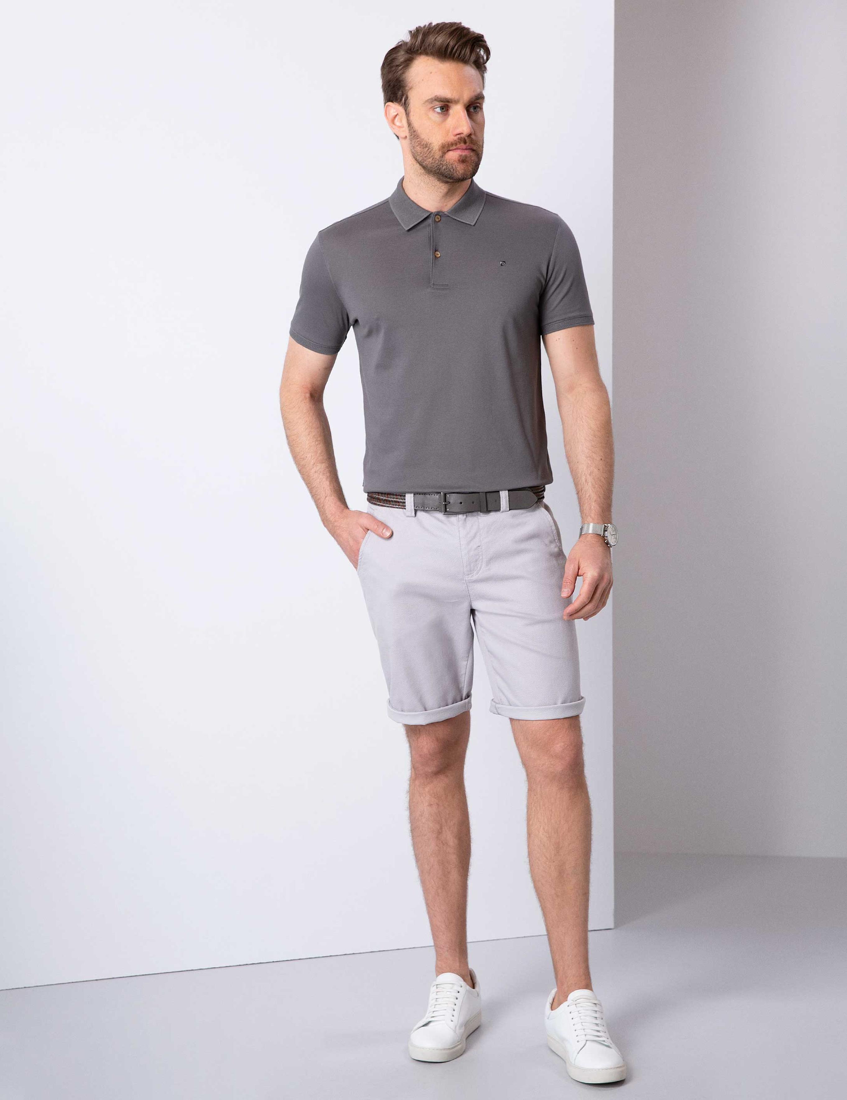 Koyu Gri Slim Fit Basic Polo Yaka T-Shirt