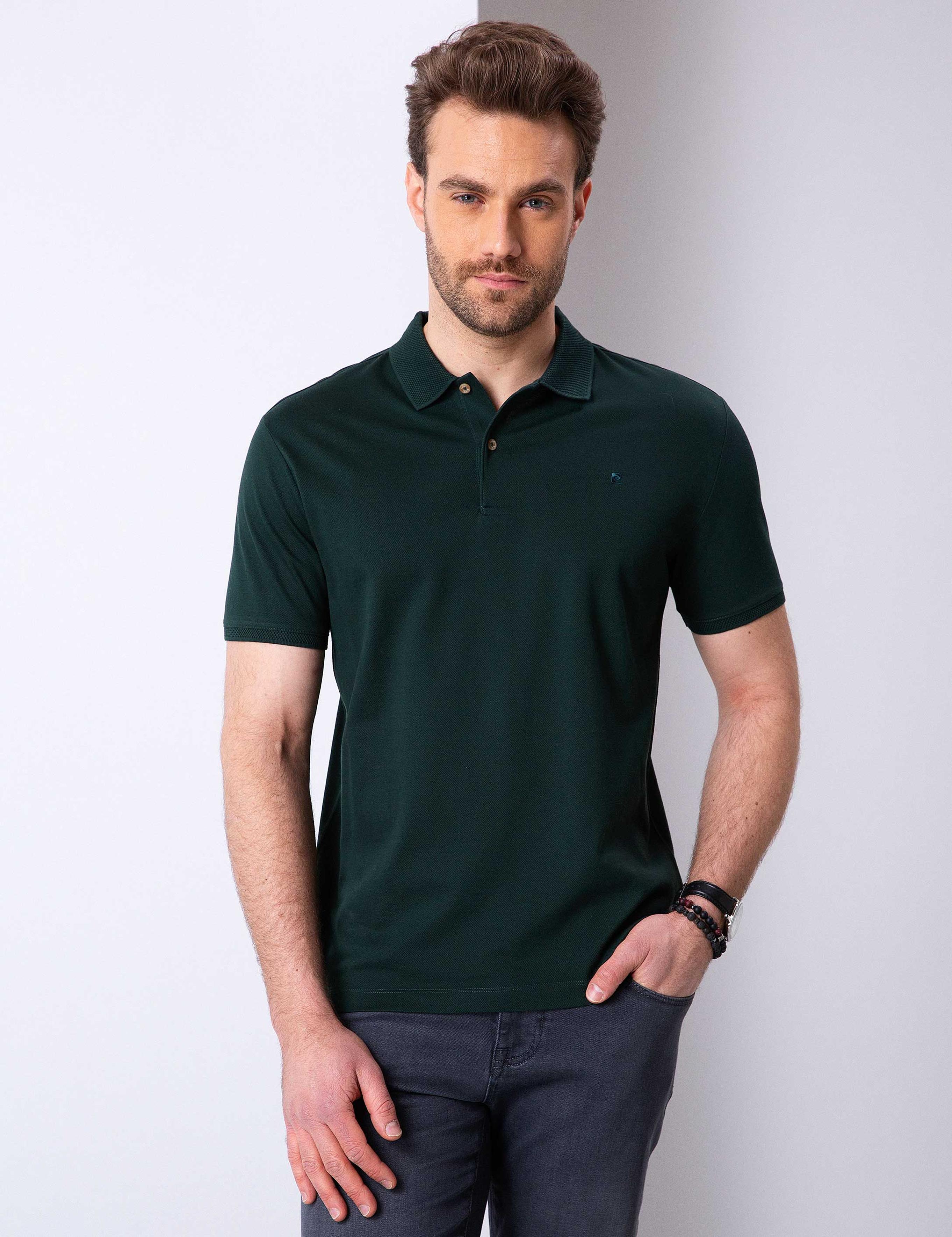 Koyu Yeşil Slim Fit Basic Polo Yaka T-Shirt