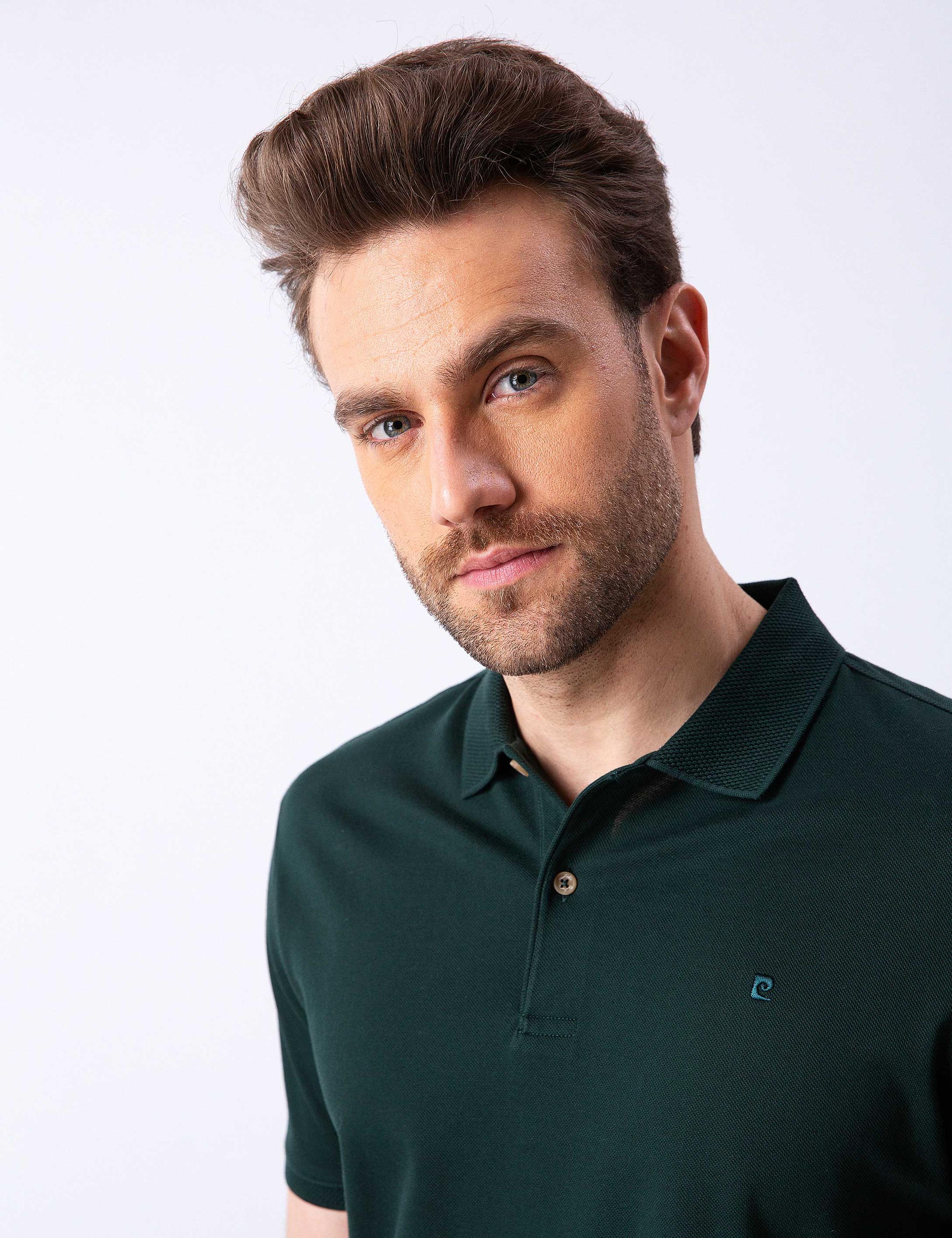 Koyu Yeşil Slim Fit Basic Polo Yaka T-Shirt
