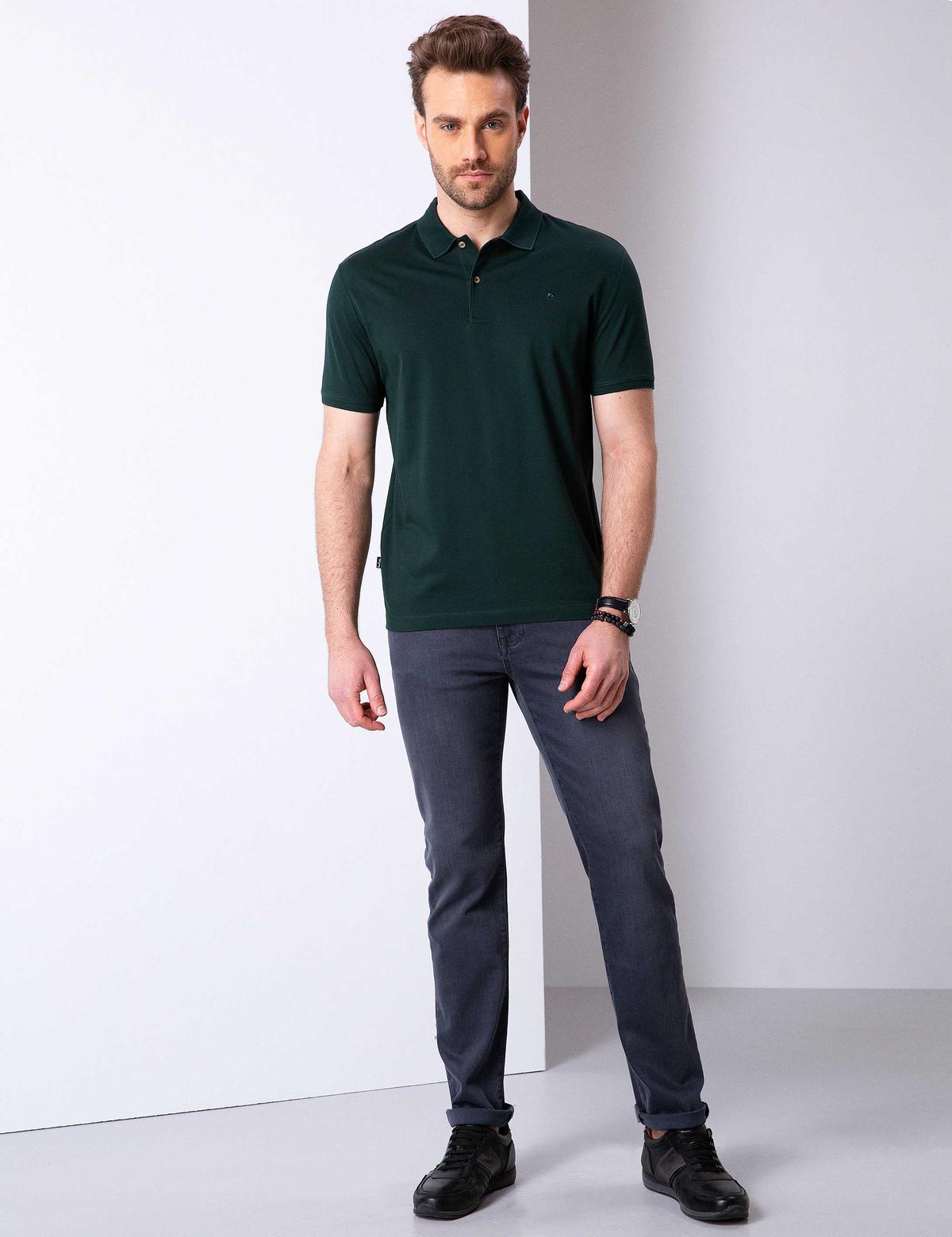 Koyu Yeşil Slim Fit Basic Polo Yaka T-Shirt - 50199595084