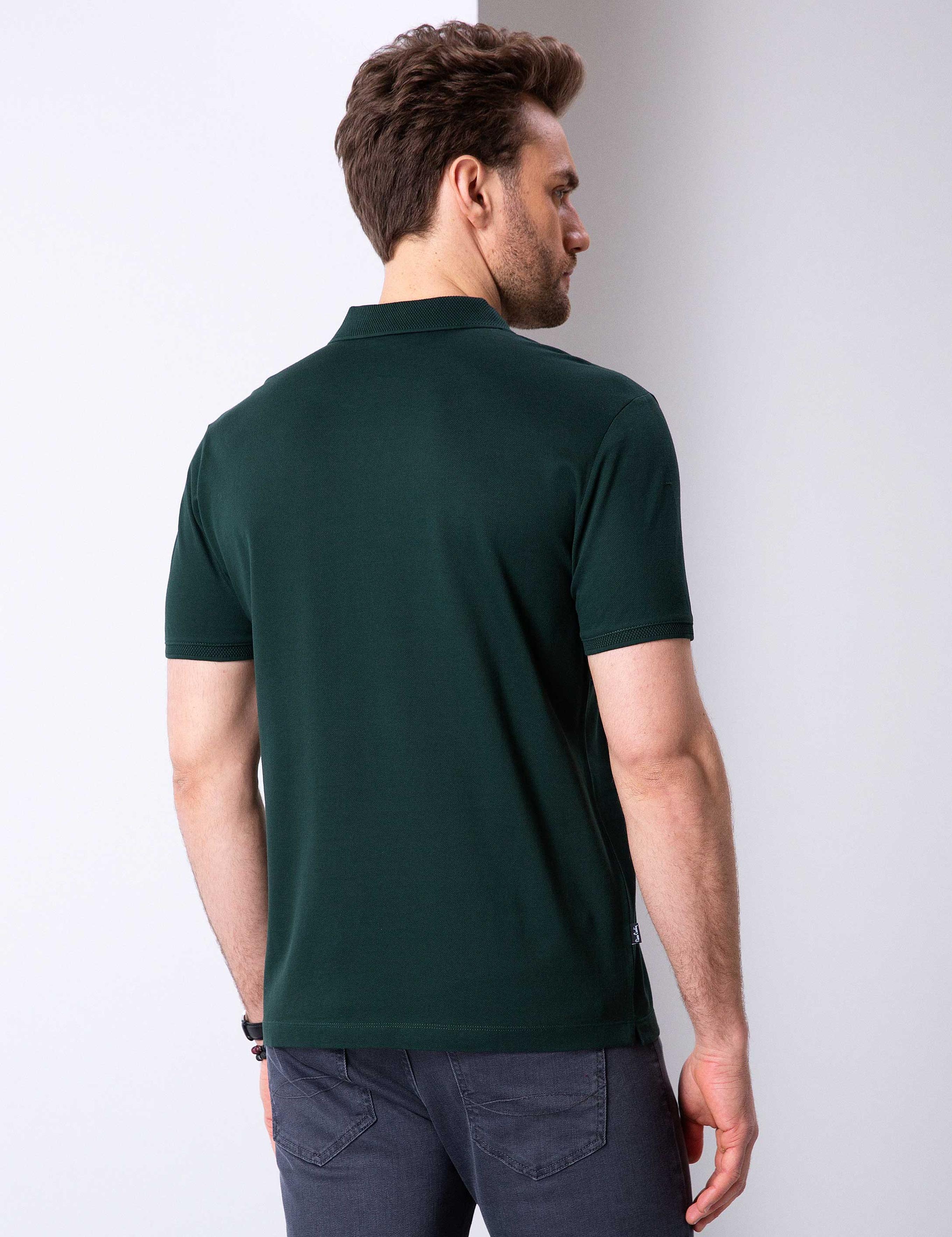 Koyu Yeşil Slim Fit Basic Polo Yaka T-Shirt