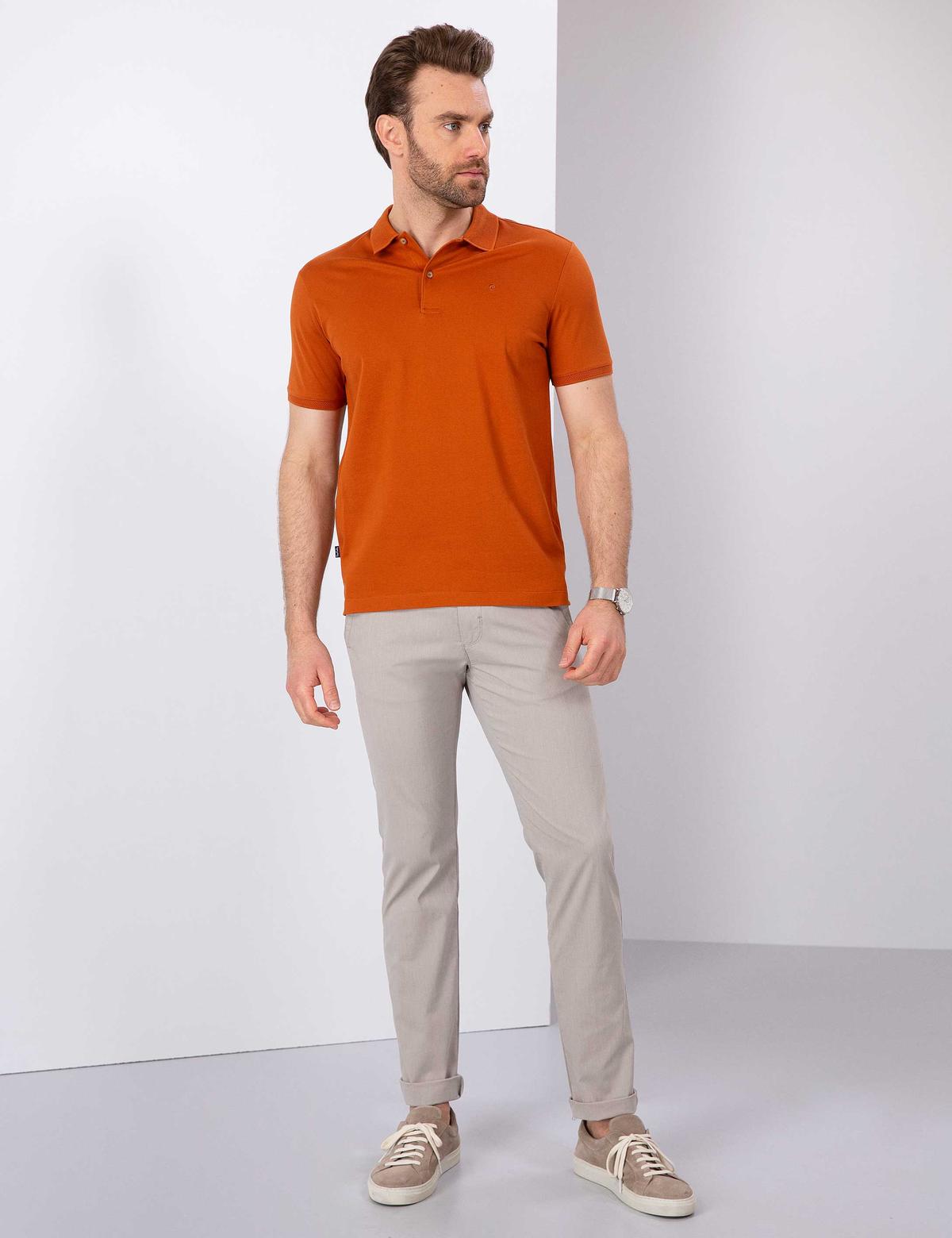 Turuncu Slim Fit Basic Polo Yaka T-Shirt - 50199595124