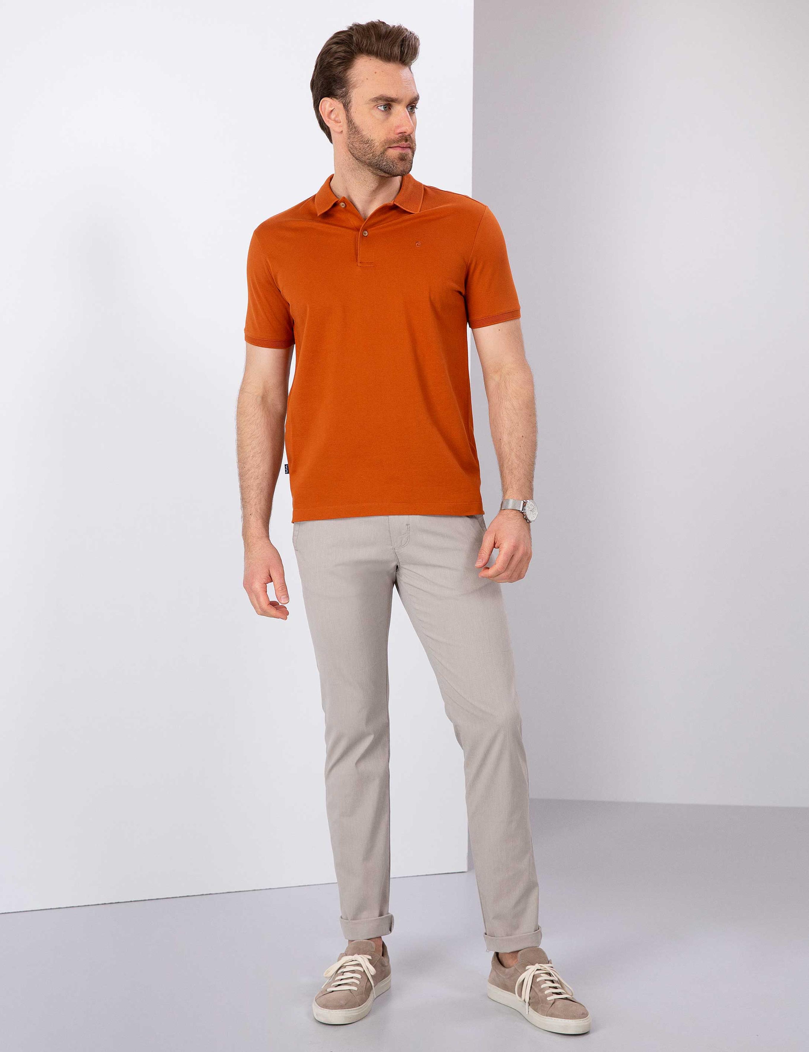 Turuncu Slim Fit Basic Polo Yaka T-Shirt