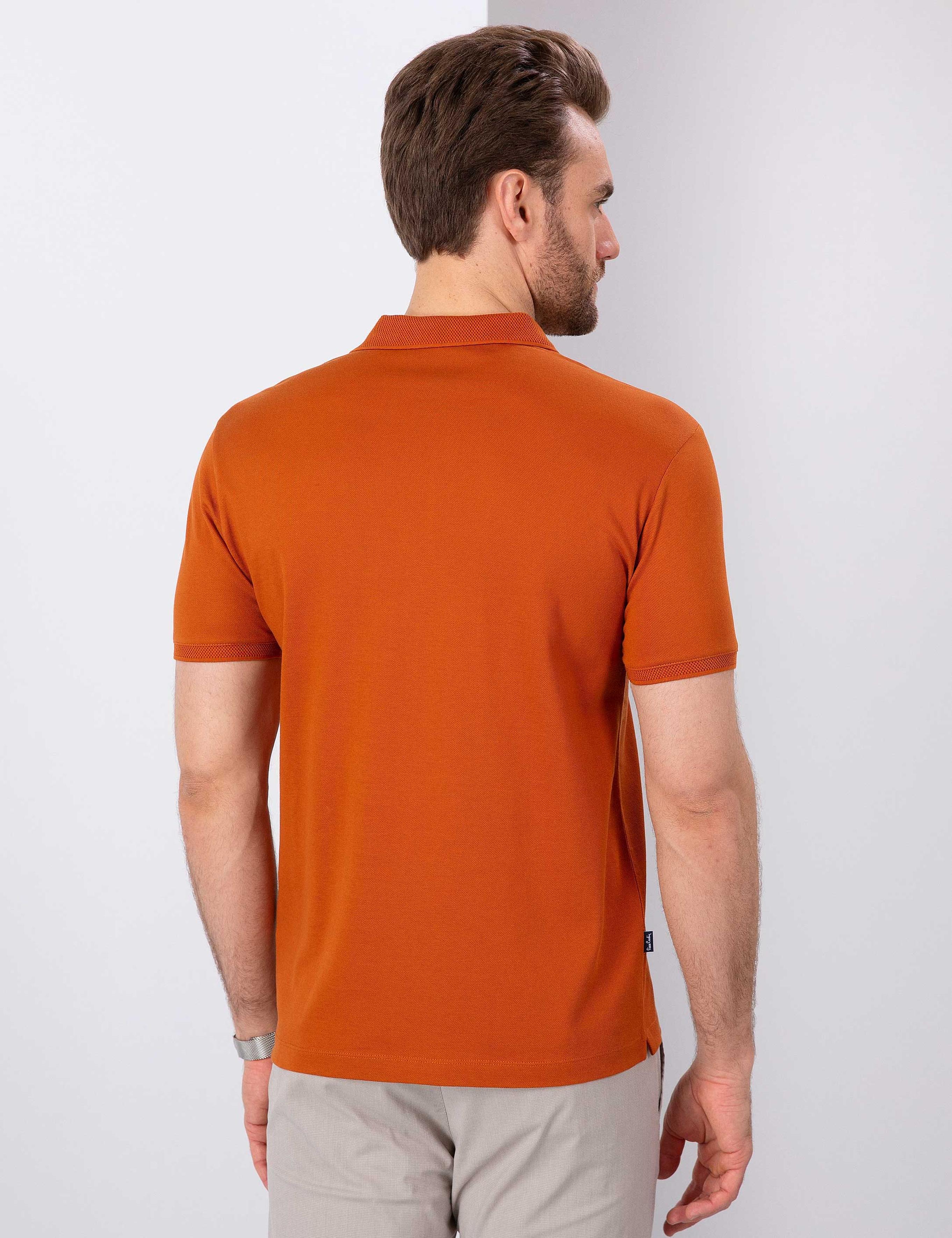 Turuncu Slim Fit Basic Polo Yaka T-Shirt