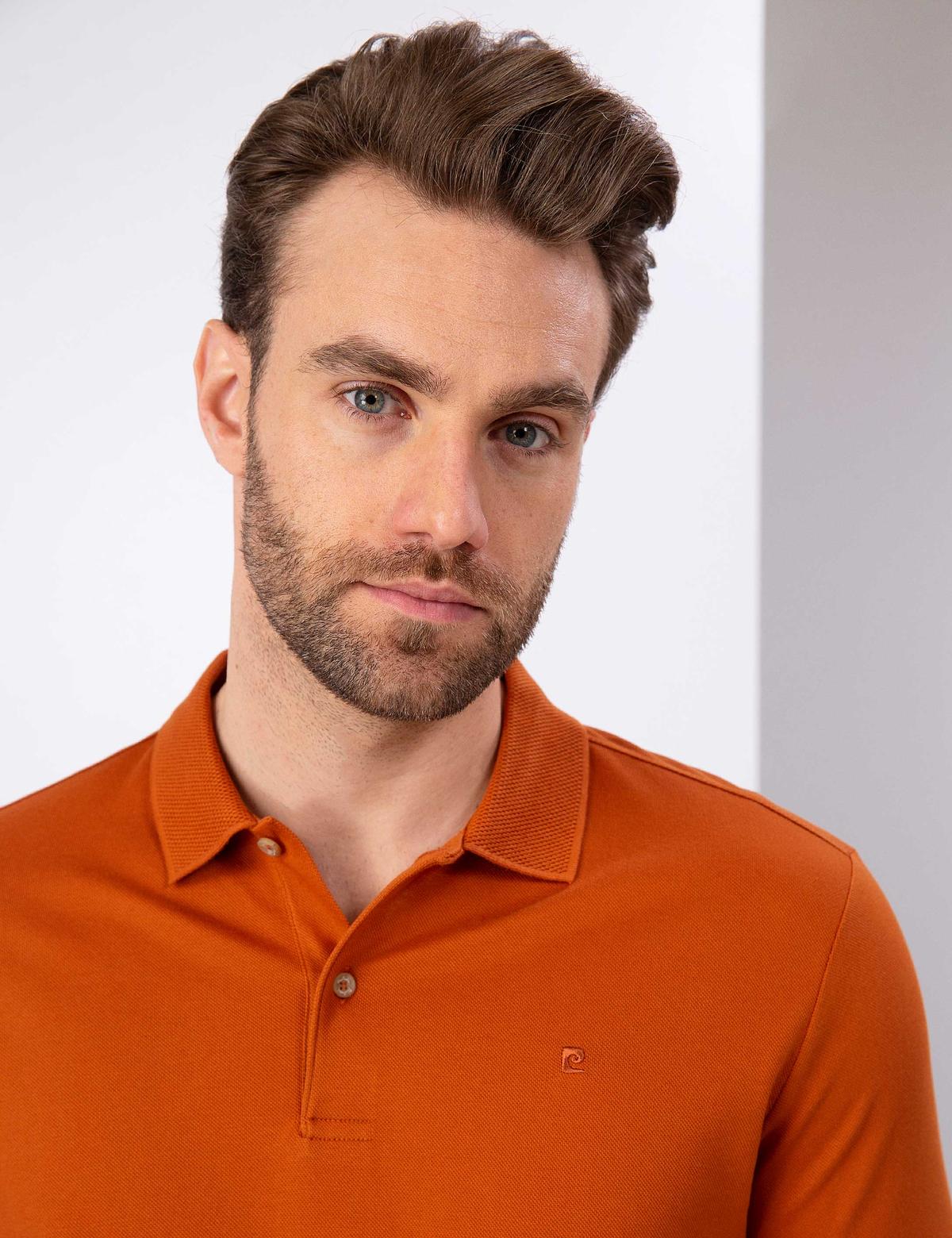 Turuncu Slim Fit Basic Polo Yaka T-Shirt - 50199595124