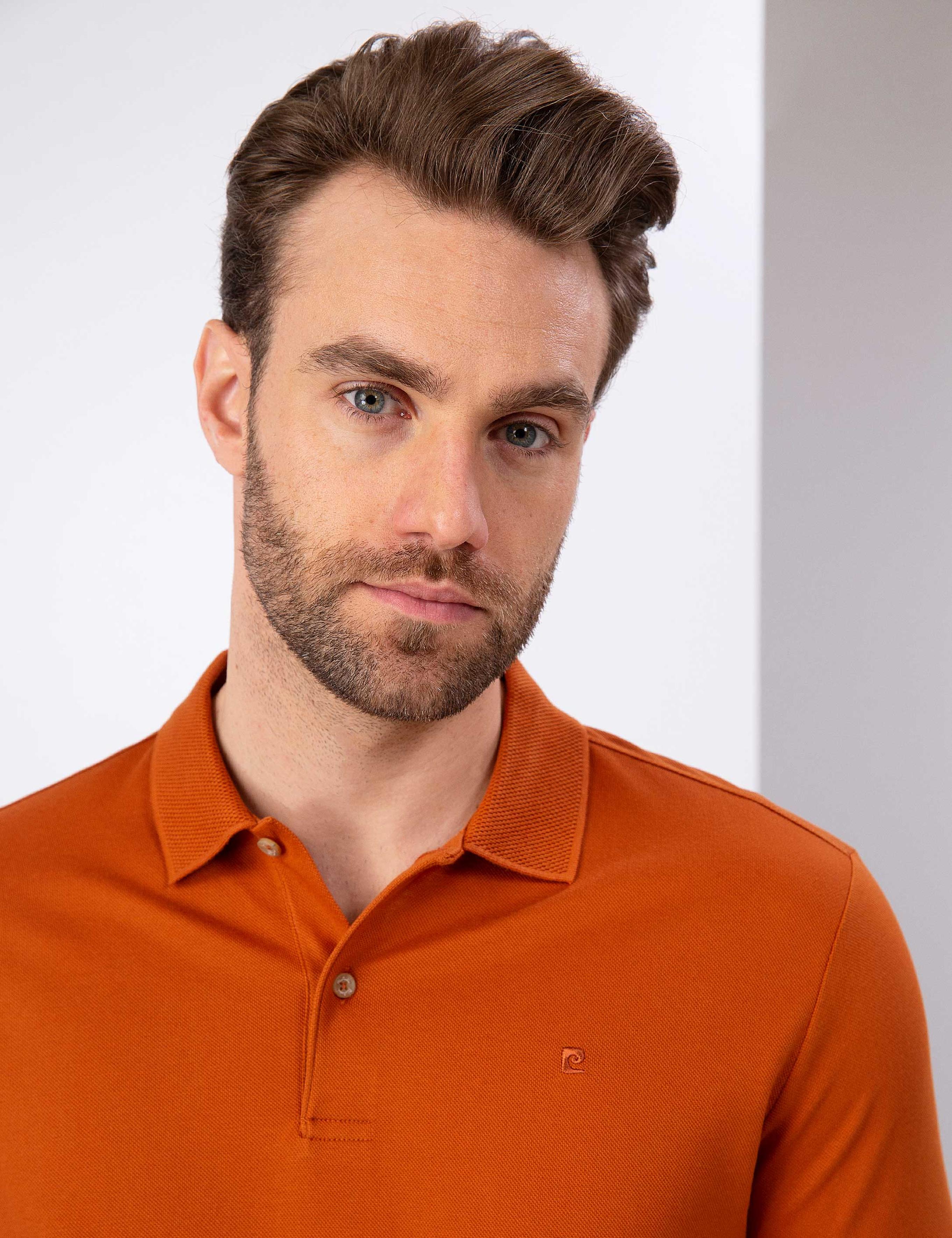Turuncu Slim Fit Basic Polo Yaka T-Shirt