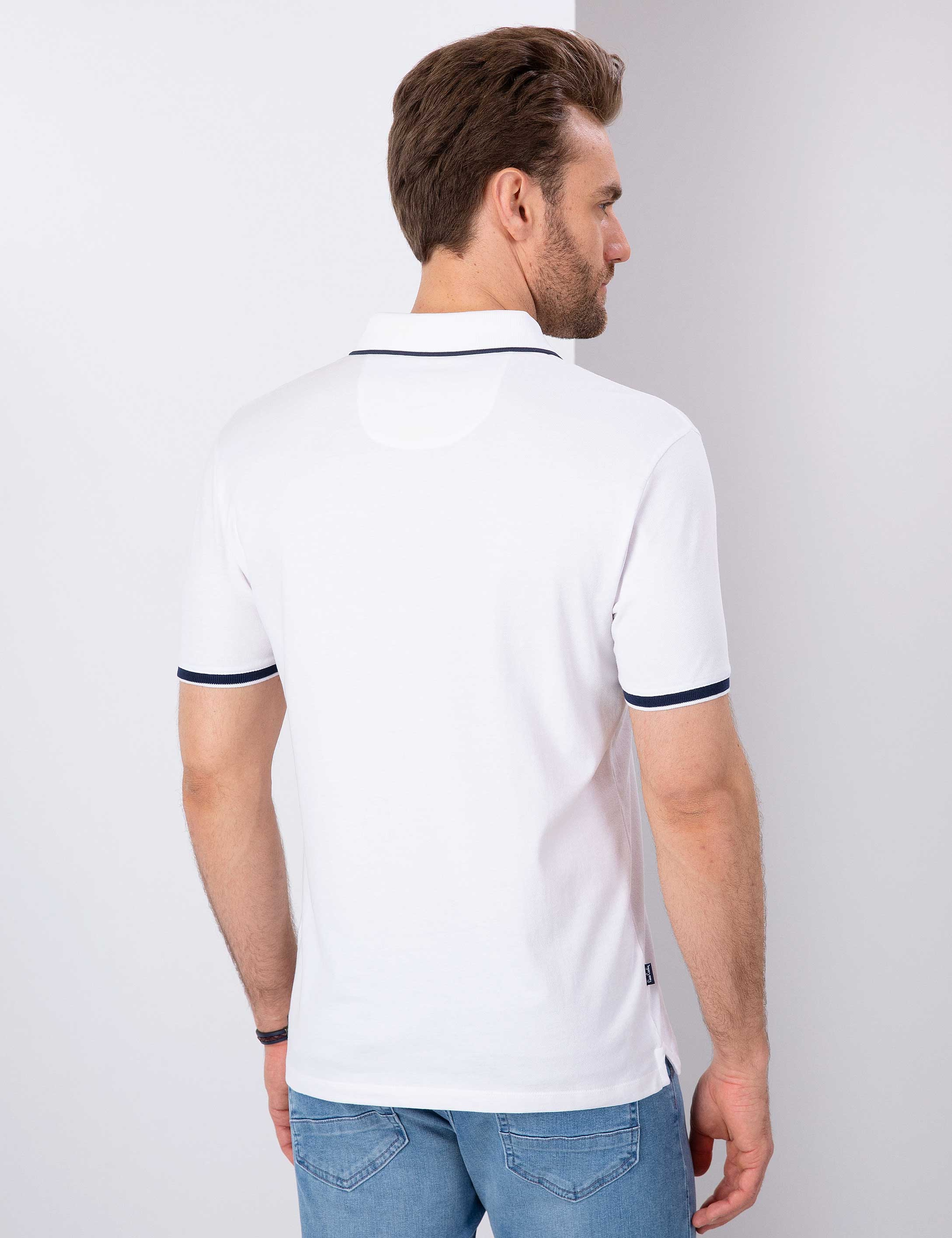 Beyaz Slim Fit Polo Yaka T-Shirt
